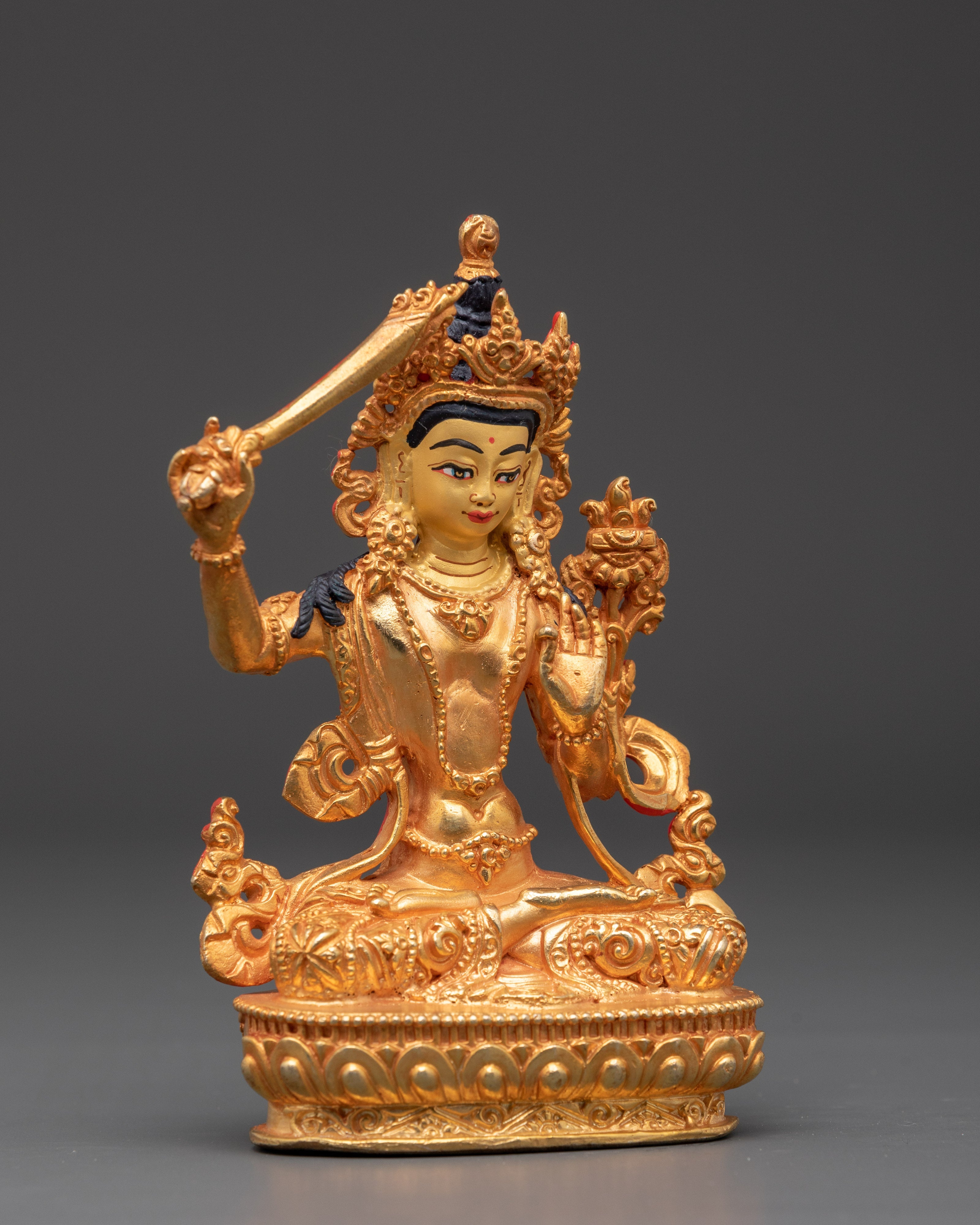 Manjushri Wisdom Deity Sculpture | Tibetan Buddhist Statue for Enlightenment