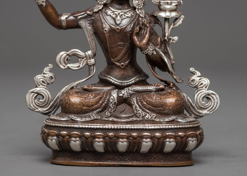 Copper Machine Made Manjushri Statue | Effortless Precision in Divine Craftsmanship for Spiritual Elevation