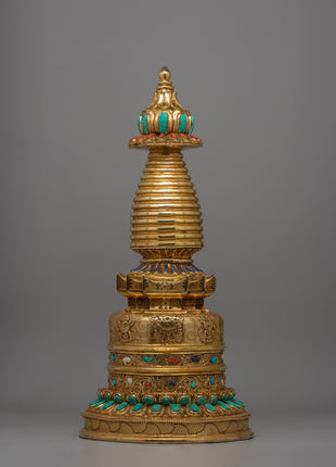 Exquisite Buddhist Stupa with Coral