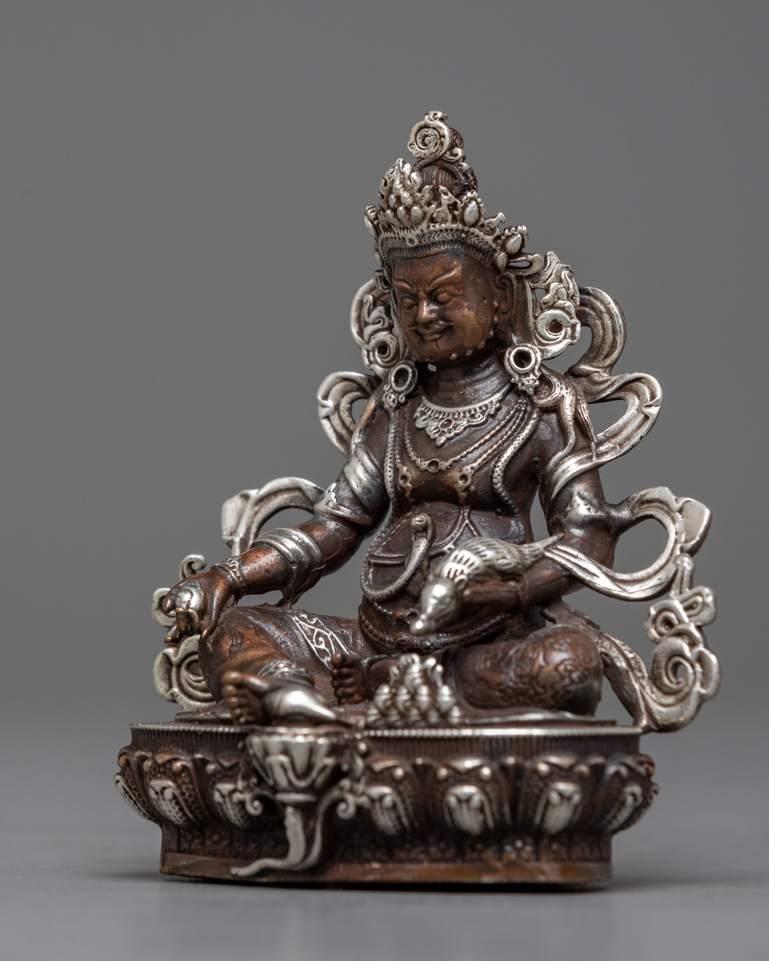 Dzambhala Wealth Deity Statue | Machinemade Statue in Oxidized Copper for Prosperity