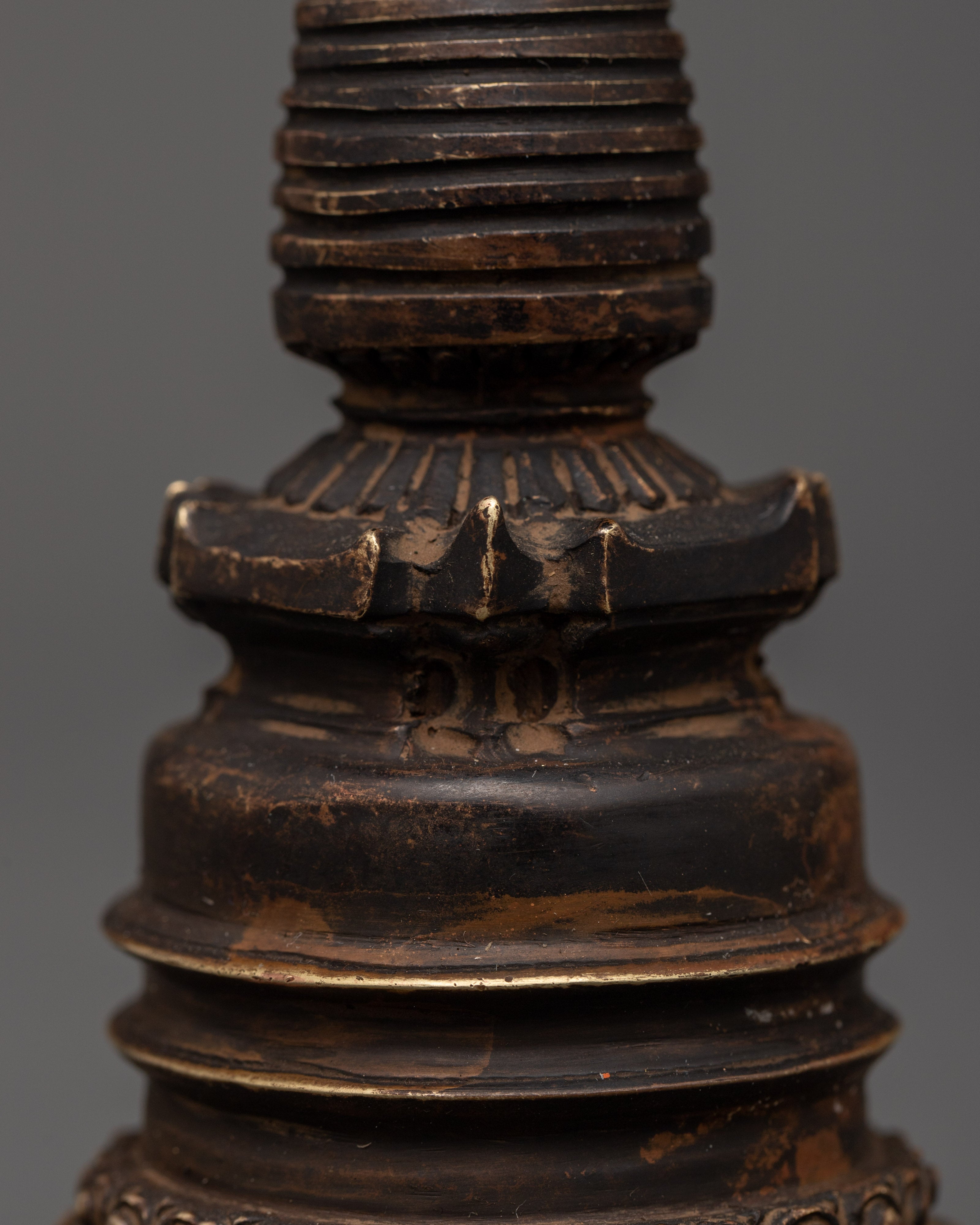 Tibetan Stupa with Antique Finish | Buddhist Sacred Sculpture