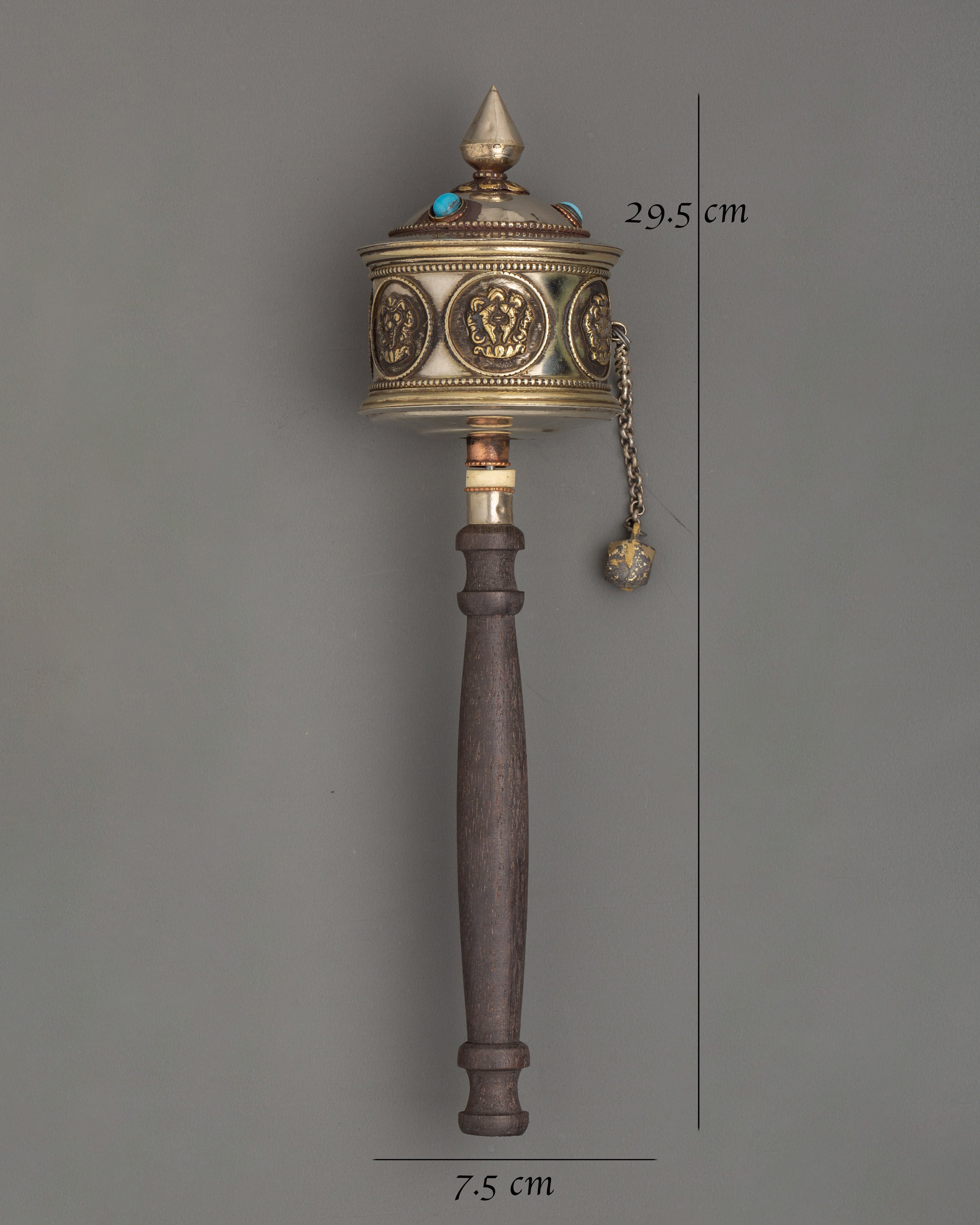 Tibetan Prayer Wheel with Auspicious Symbols | Sacred Religious Tool