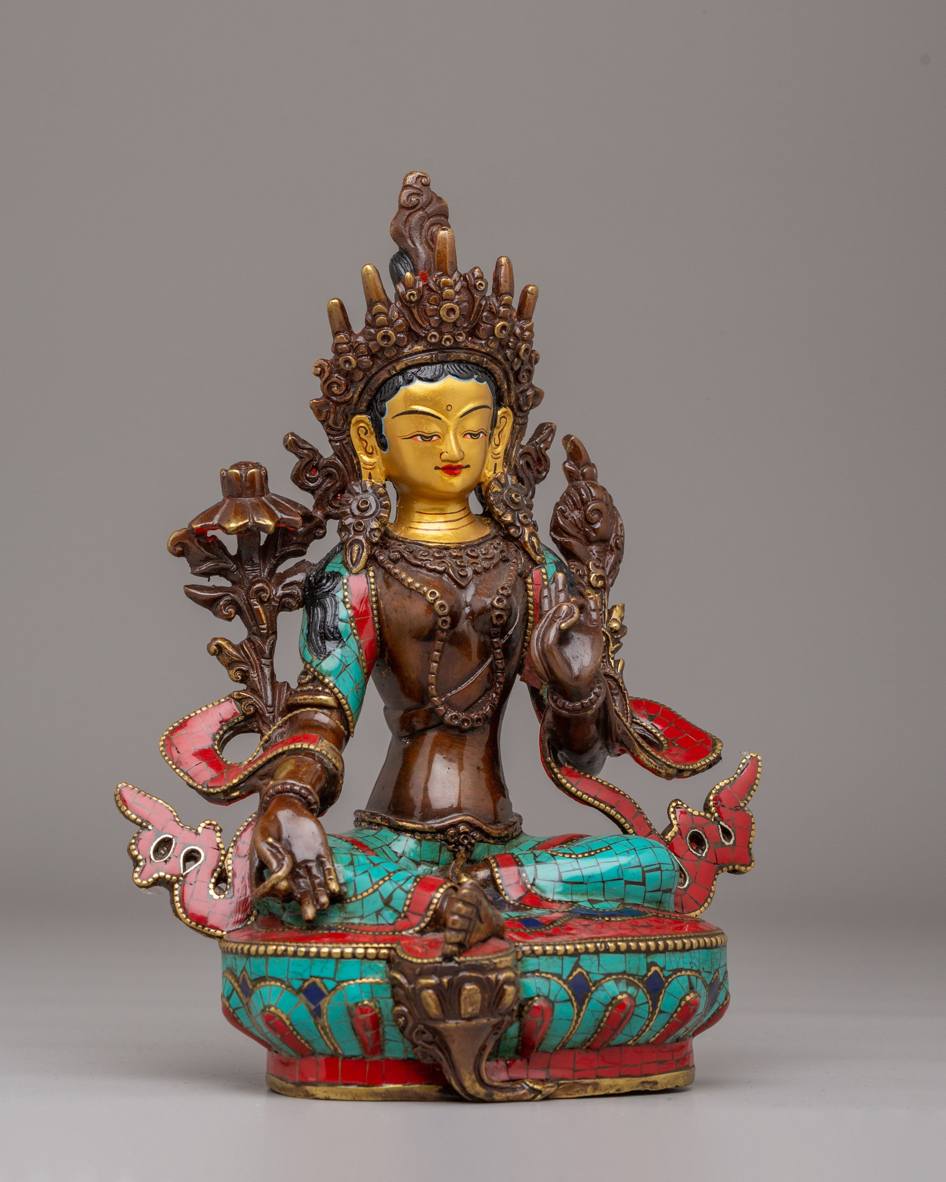 Handcrafted Green Tara Deity Figurine | Spiritual Artwork