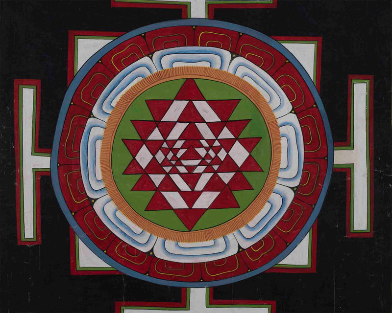 Vintage Shree Yantra Mandala | Original Hand-Painted Shree Yantra