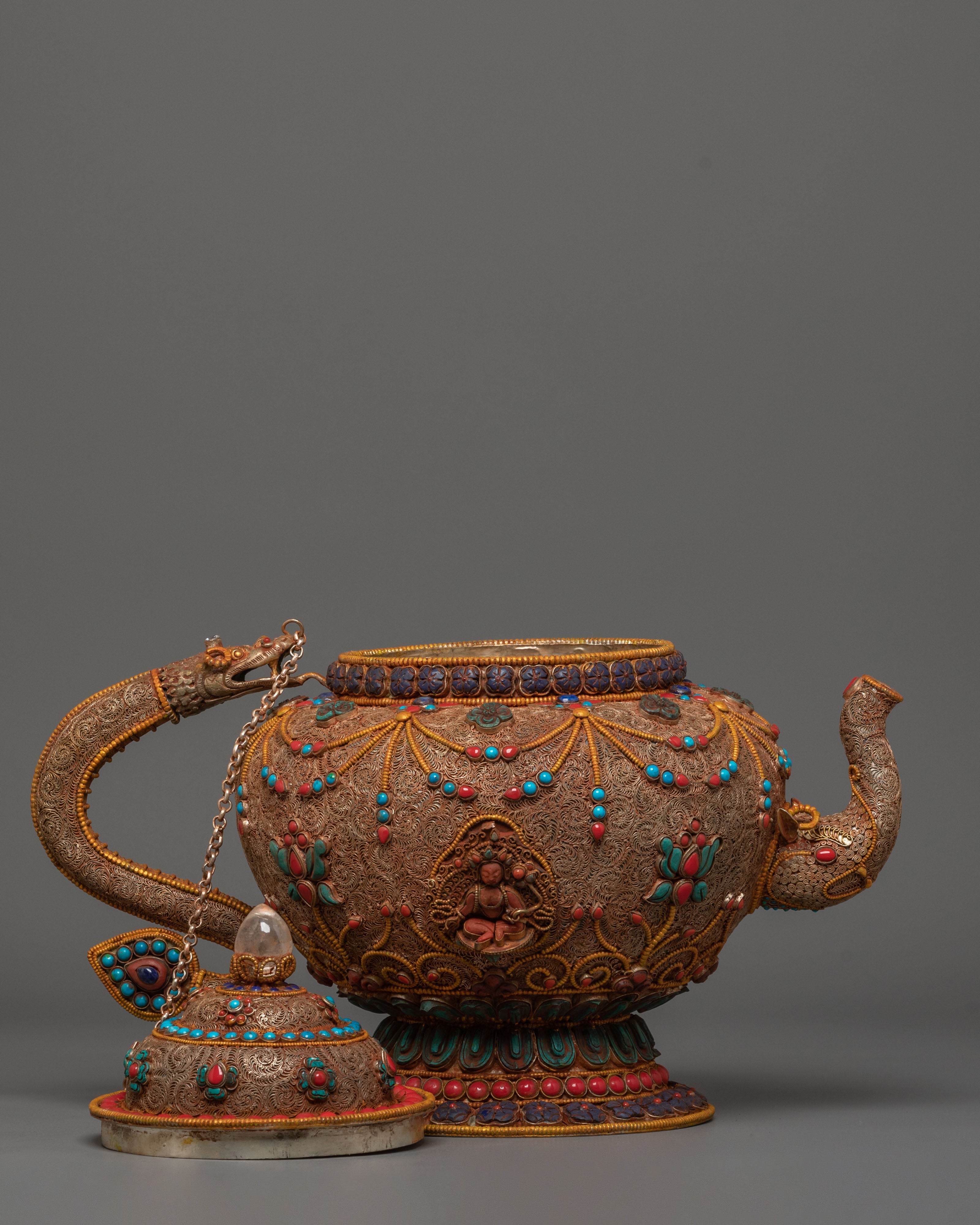 Green Tara Carved Tea Pot | Mother of All Buddhas