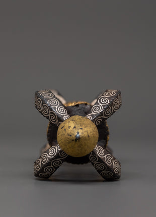 Iron Vajra with Silver & Brass Inlay | Handcrafted Tibetan Ritual Dorje