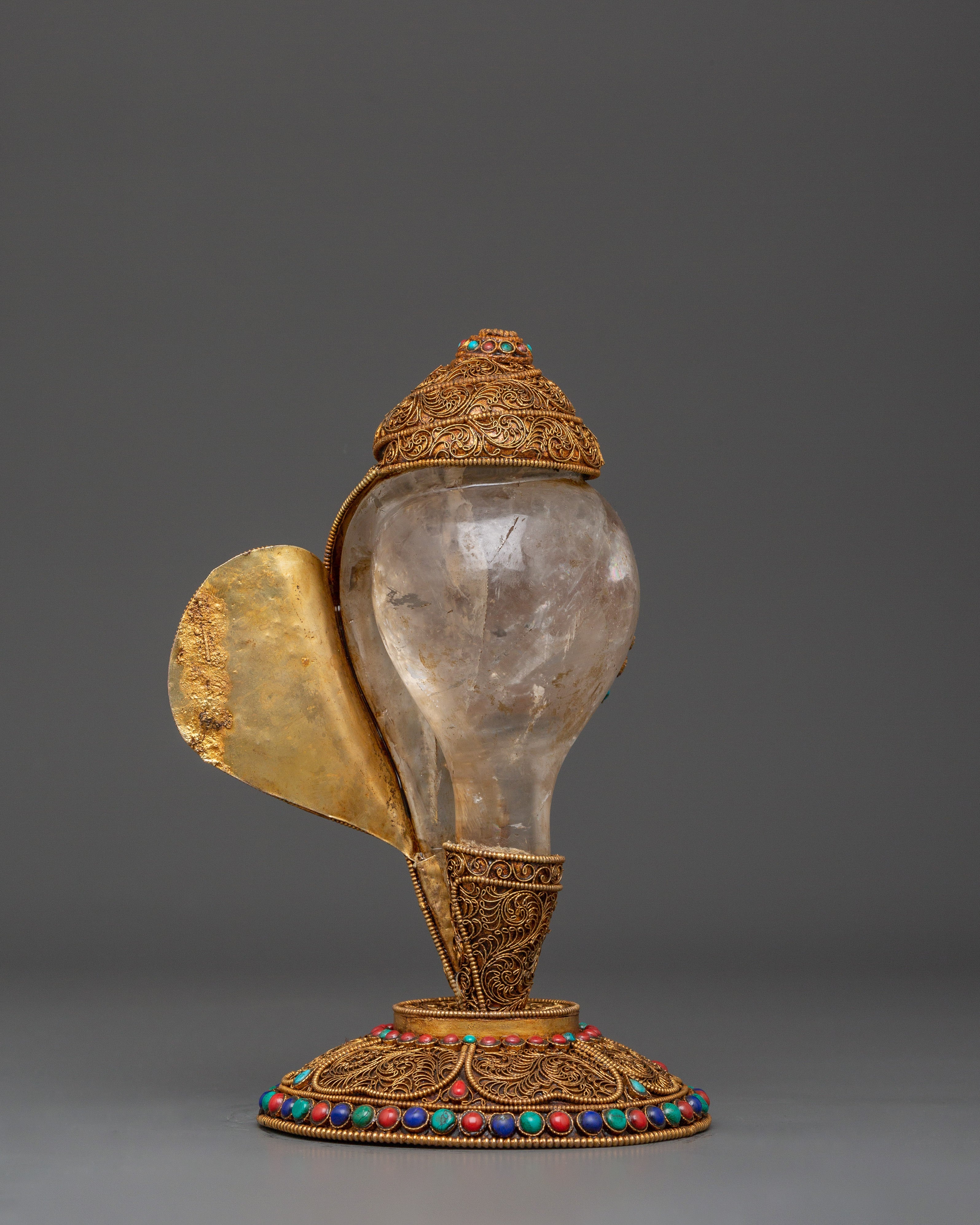 Crystal Conch Shell for Meditation | Hand-Carved Conch