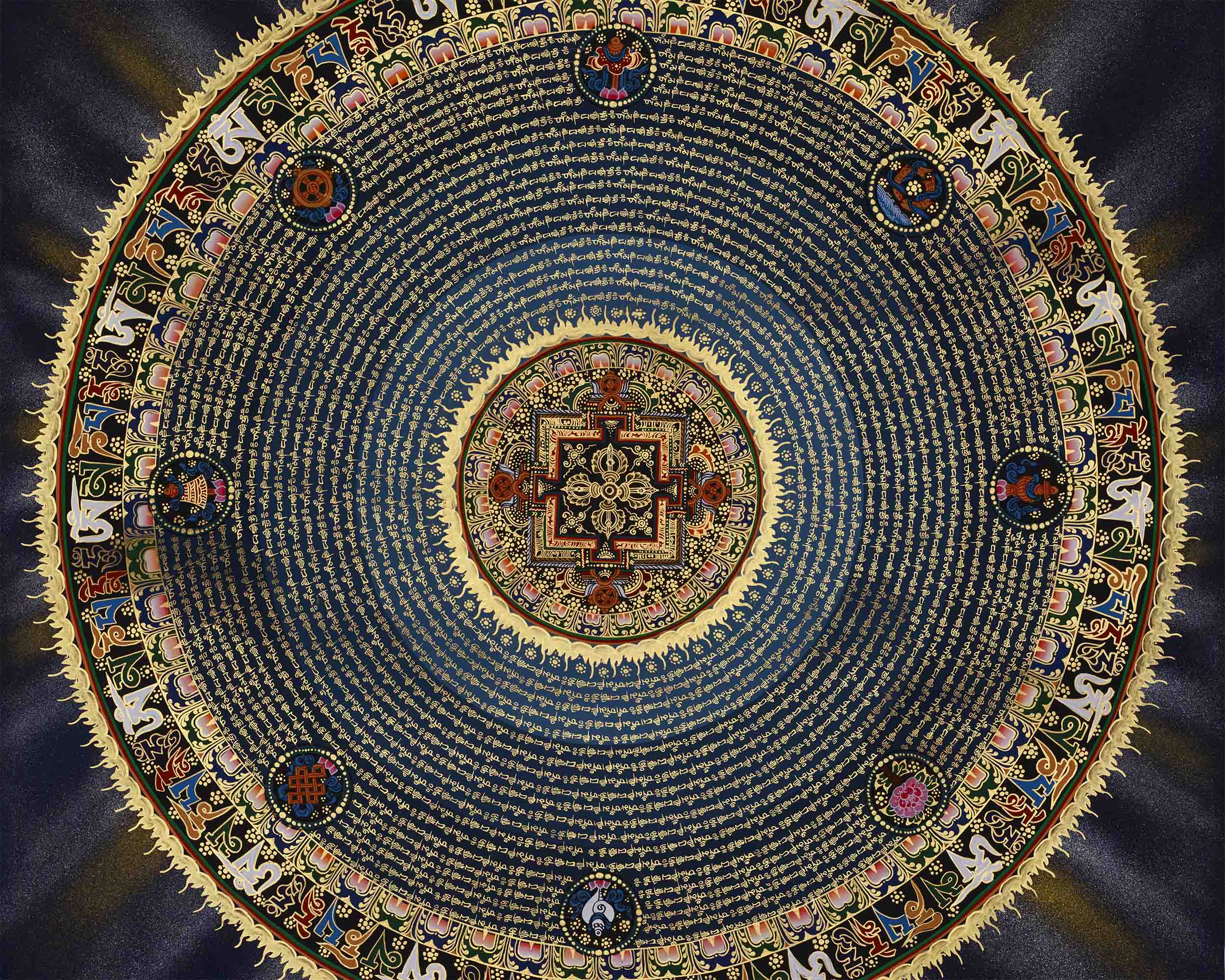 Beautifully Hand-Painted Gold Style Mantra Mandala | Wall Decoration For Relaxation