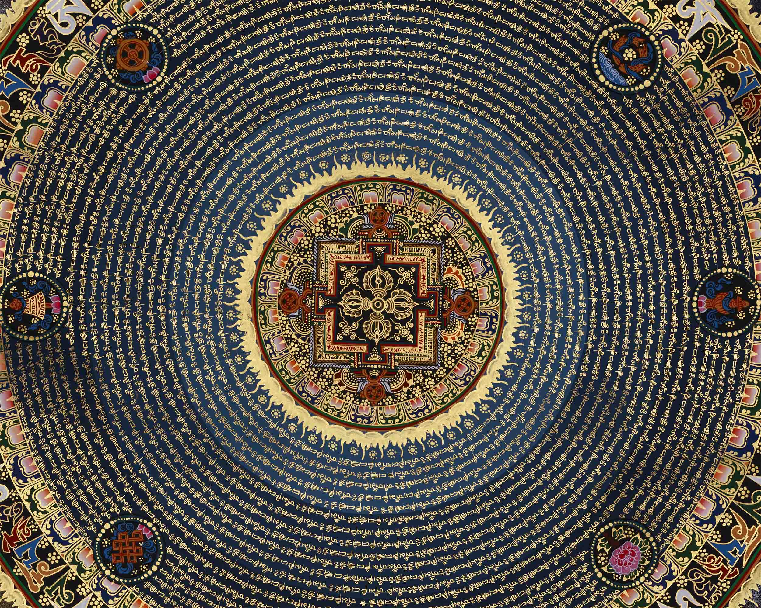 Beautifully Hand-Painted Gold Style Mantra Mandala | Wall Decoration For Relaxation