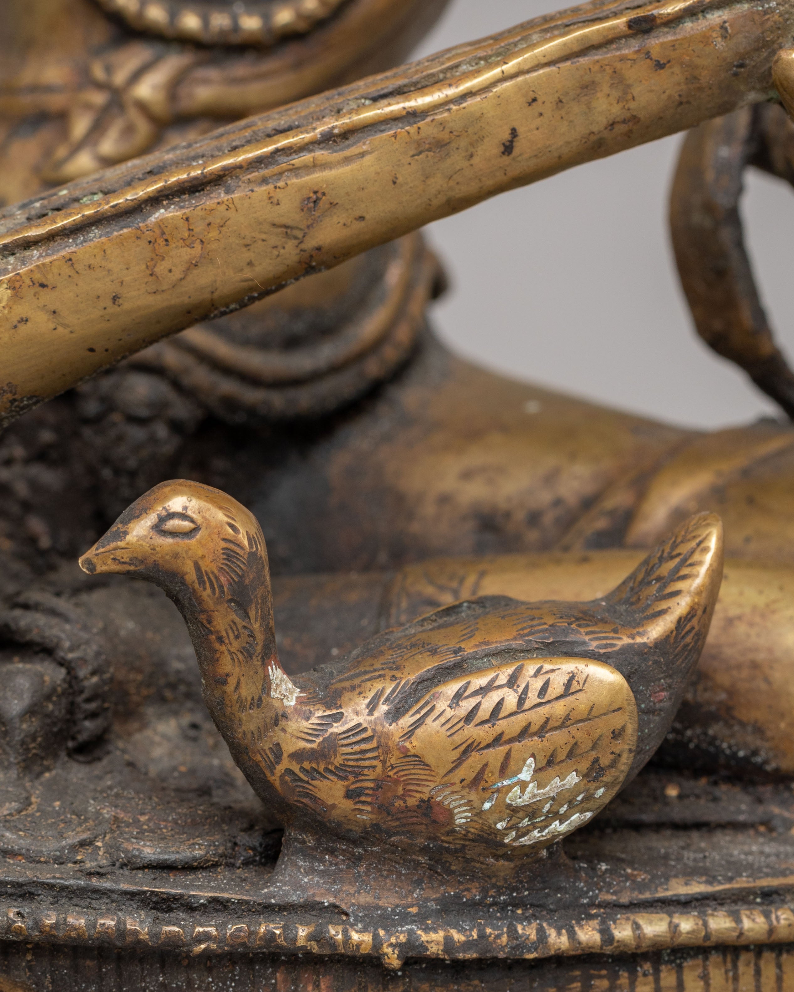 Handmade Saraswati Goddess Statue | Oxidized Copper Goddess of Knowledge