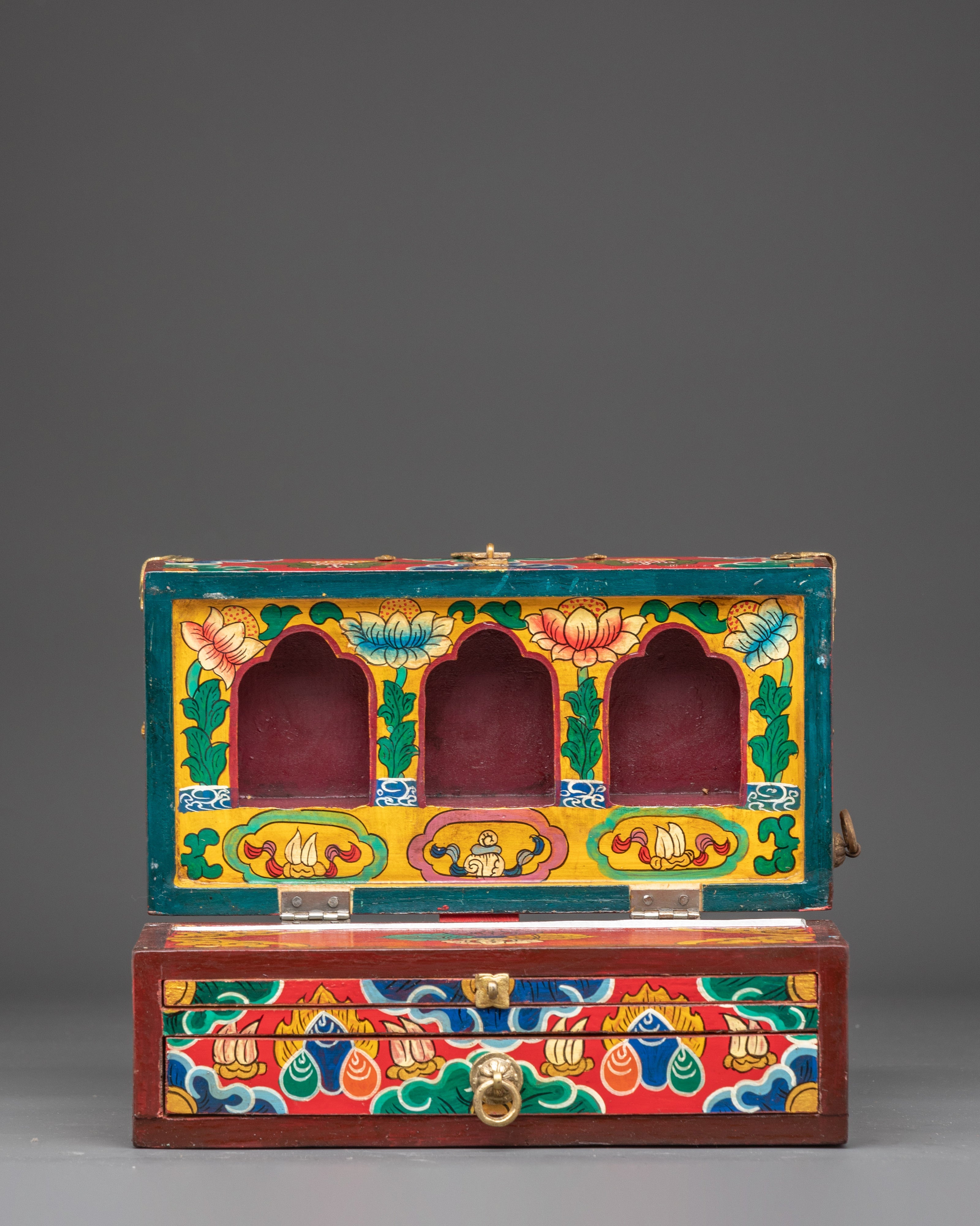 Handmade Traditional Himalayan Altar Box | Tibetan Ritual Shrine