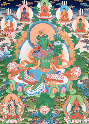 Green Tara Thangka with Other Deities 