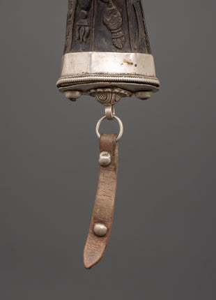 Tibetan Snuff Horn with Pure Silver | Handcrafted Ethically Sourced Yak Horn Snuff