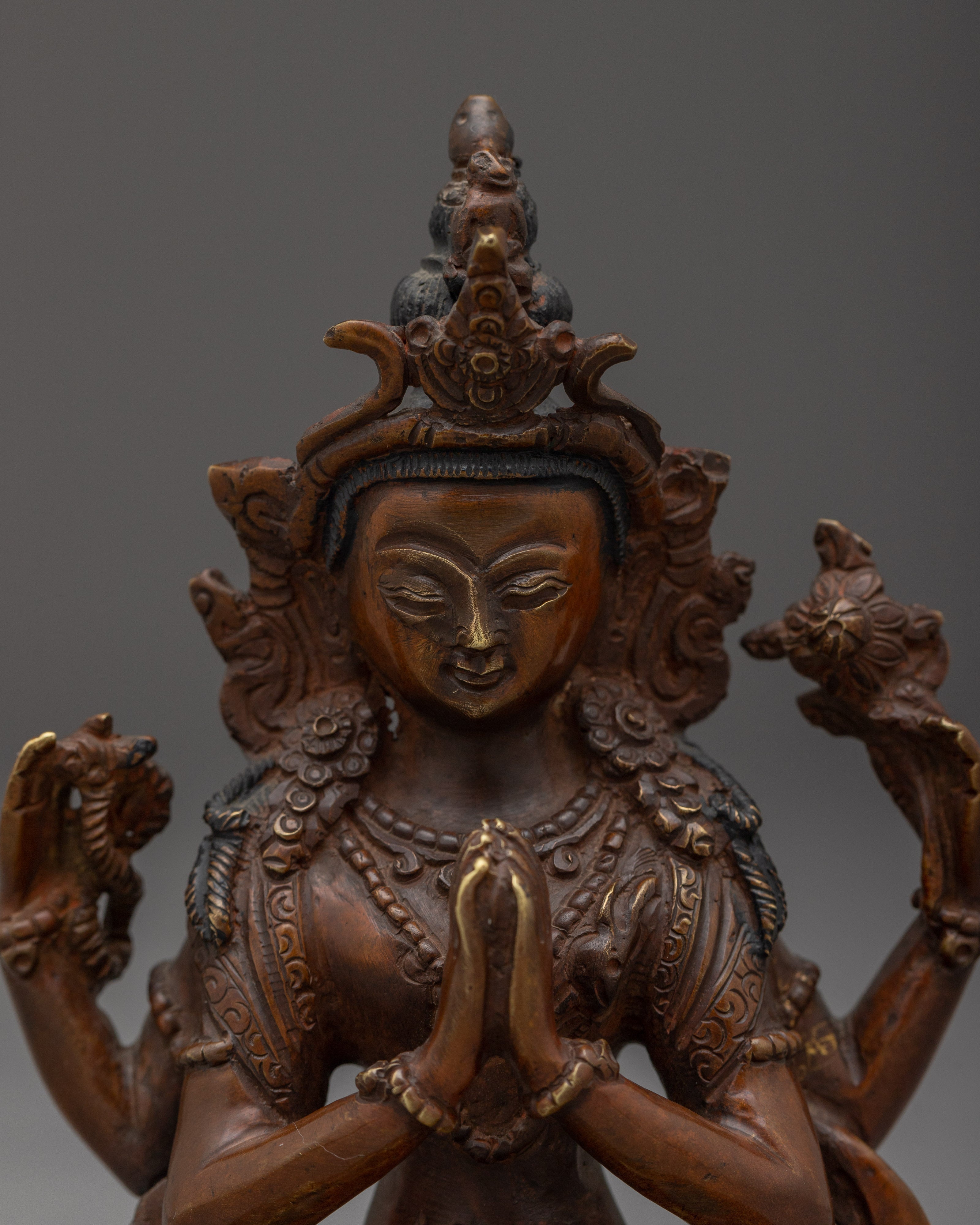 Divine Compassionate Chenrezig Figurine | Deity of Mercy and Wisdom