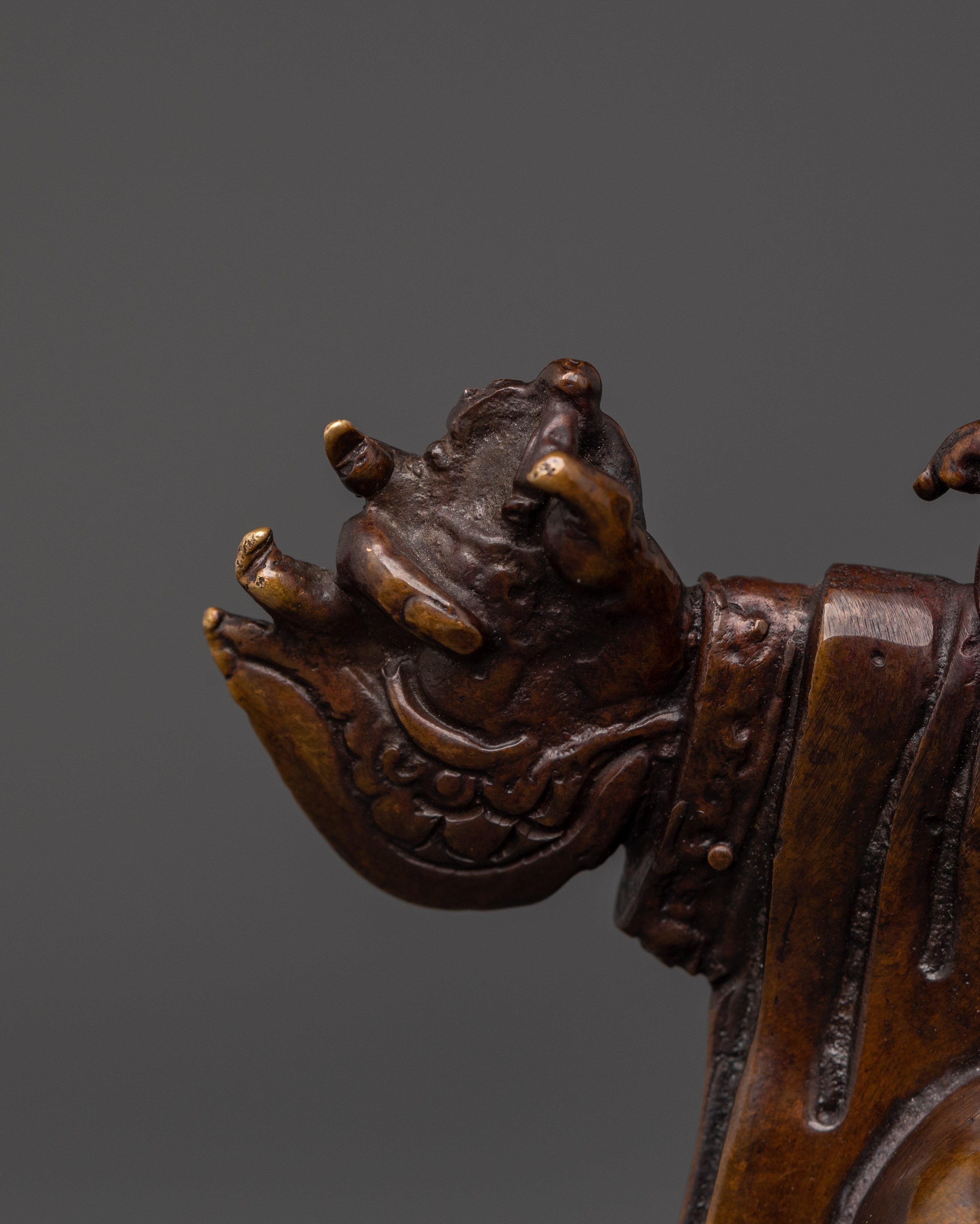 Handcrafted Mahakala Protector Statue | Copper Oxidized Tibetan Wrathful Deity Sculpture
