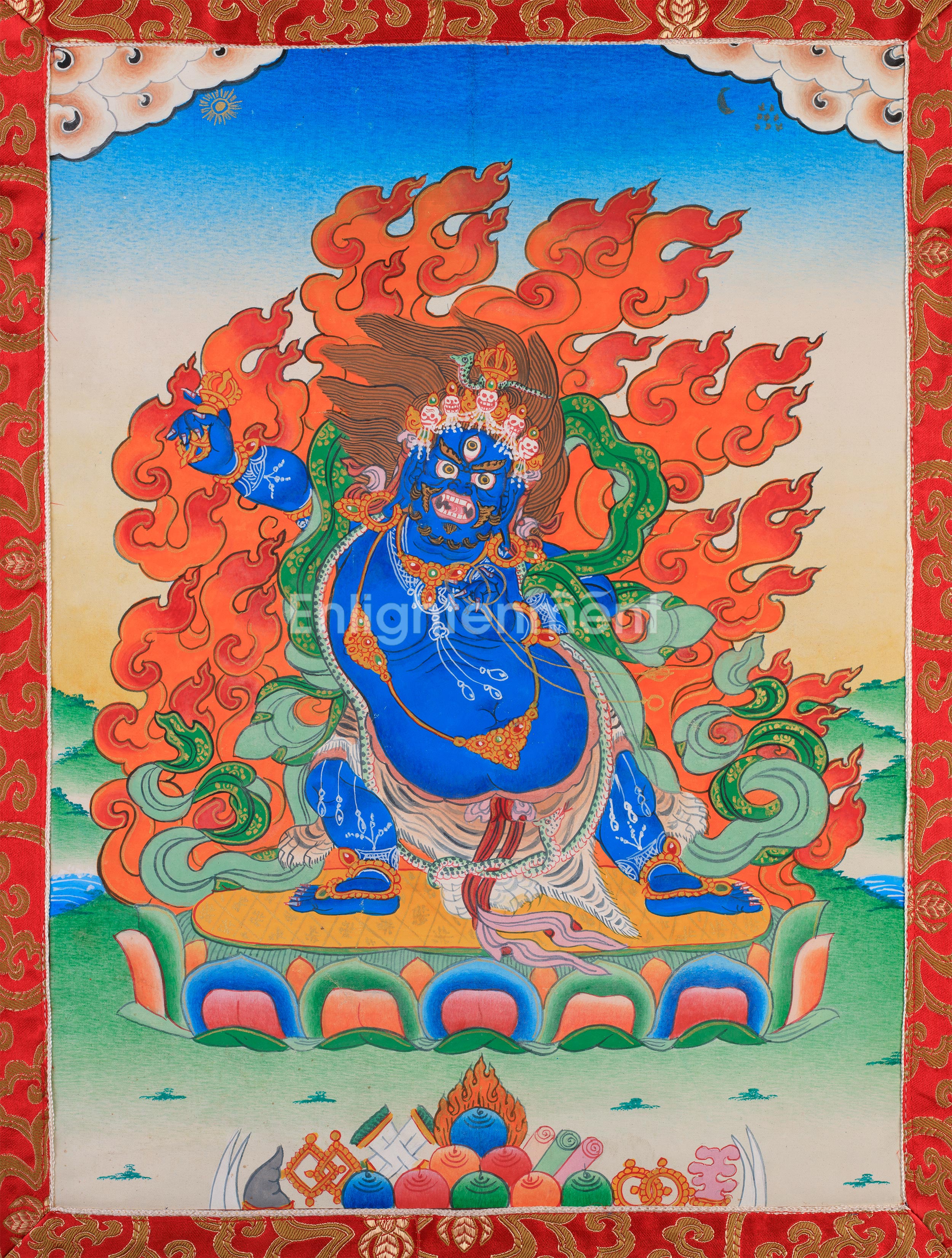 Bodhisattva Vajrapani Thangka | Wrathful Protector Deity Art