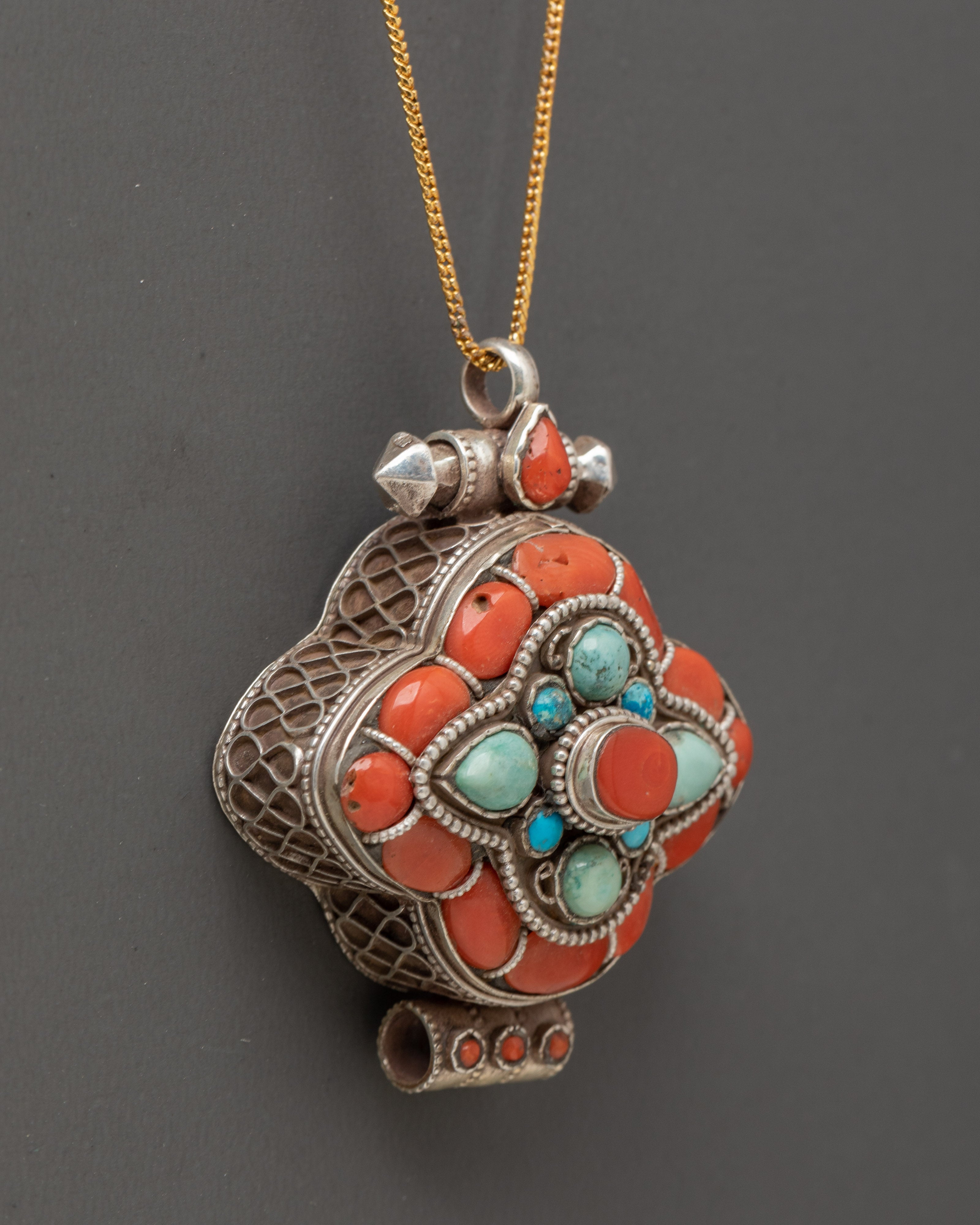 Sacred Tibetan Ghau Prayer Locket Necklace | Handcrafted Pendant