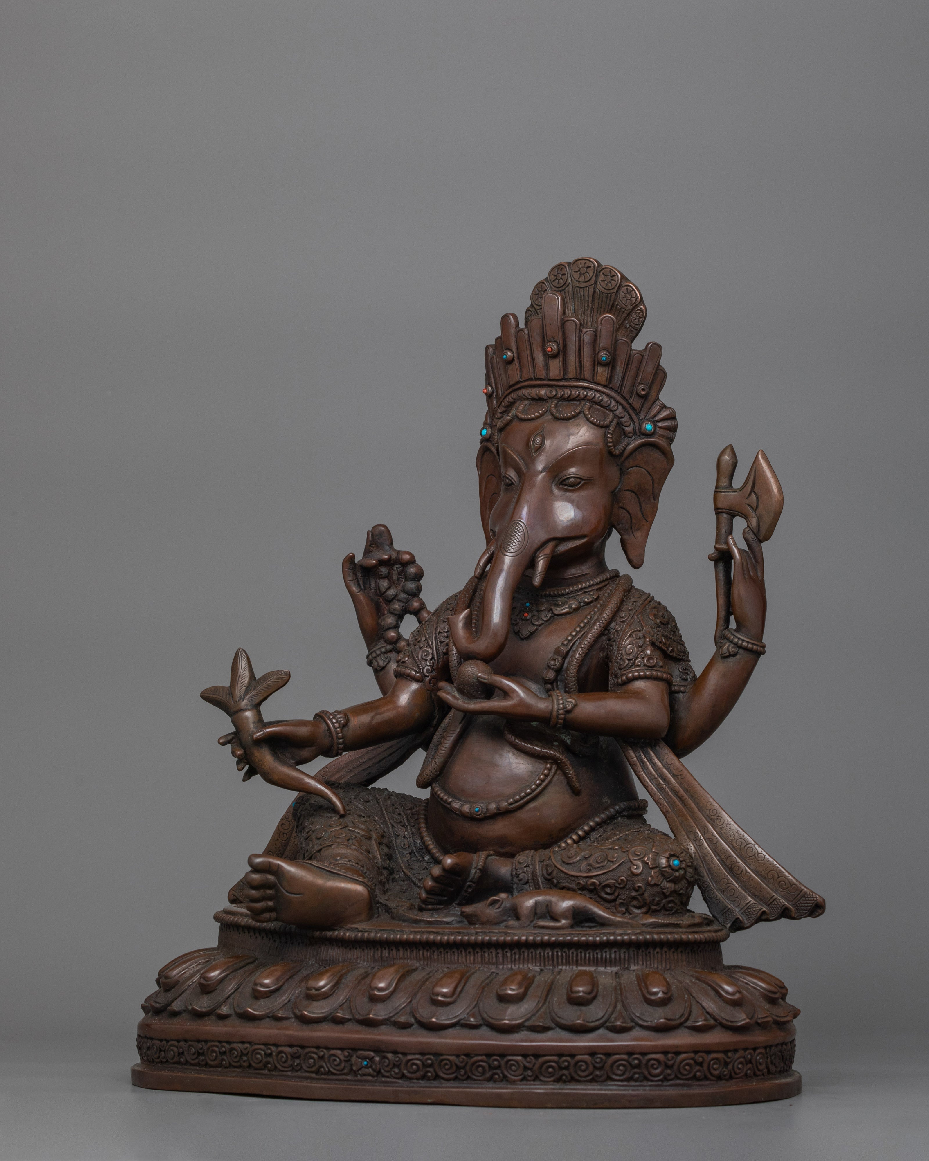 Lord Ganesh Remover of Obstacles Sculpture | Hindu Elephant God for Temple Altar Decor