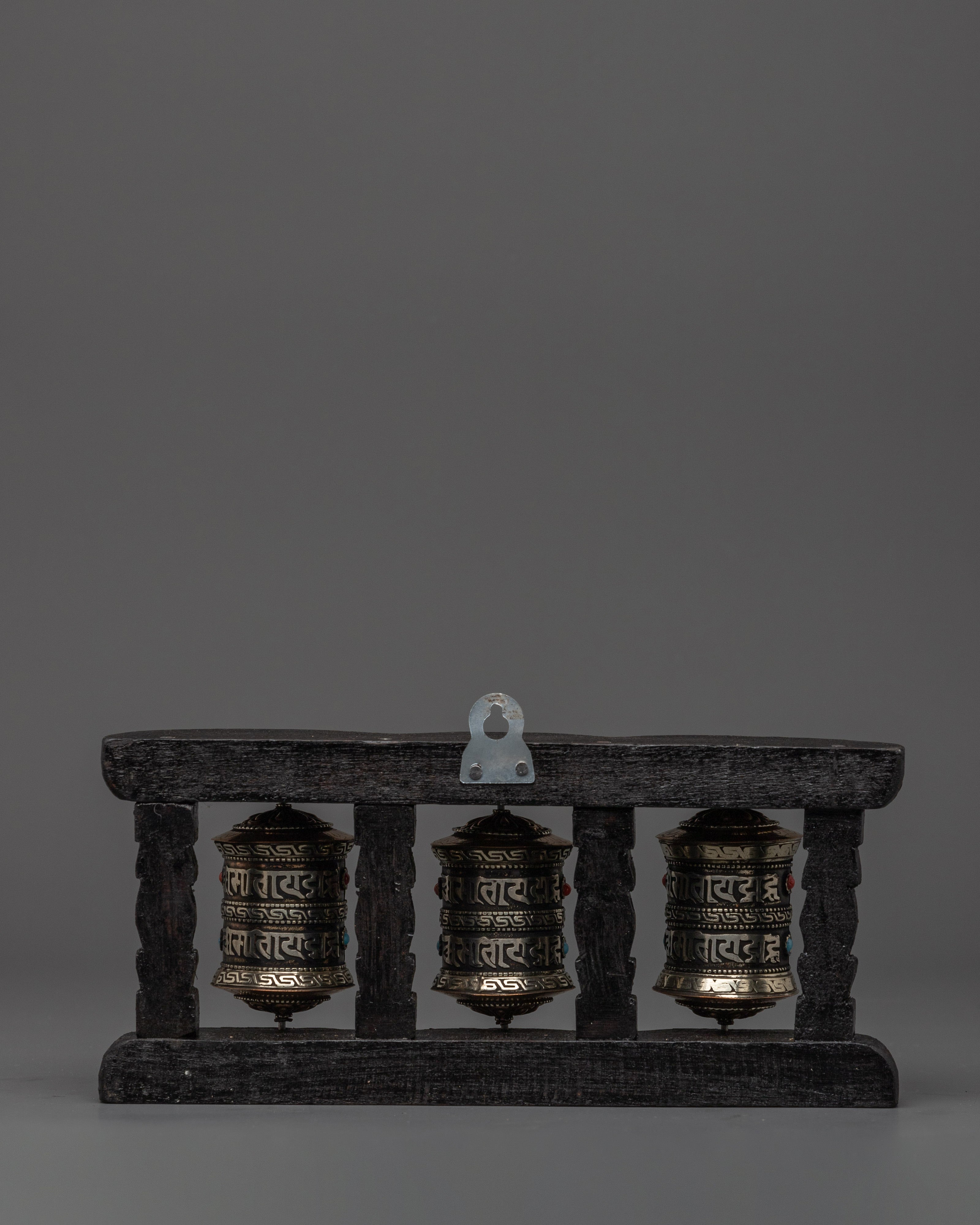3-Piece Buddhist Prayer Wheel | Traditional Tibetan Mantra Spinners
