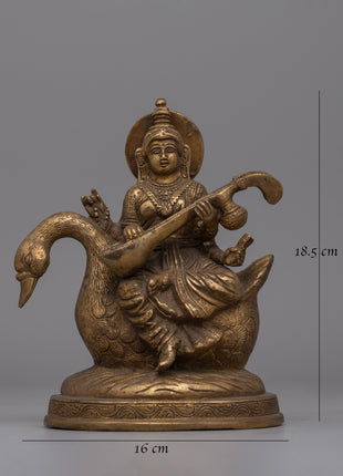 Divine Saraswati Statue with Swan | Stunning Sculpture for Knowledge and Creativity