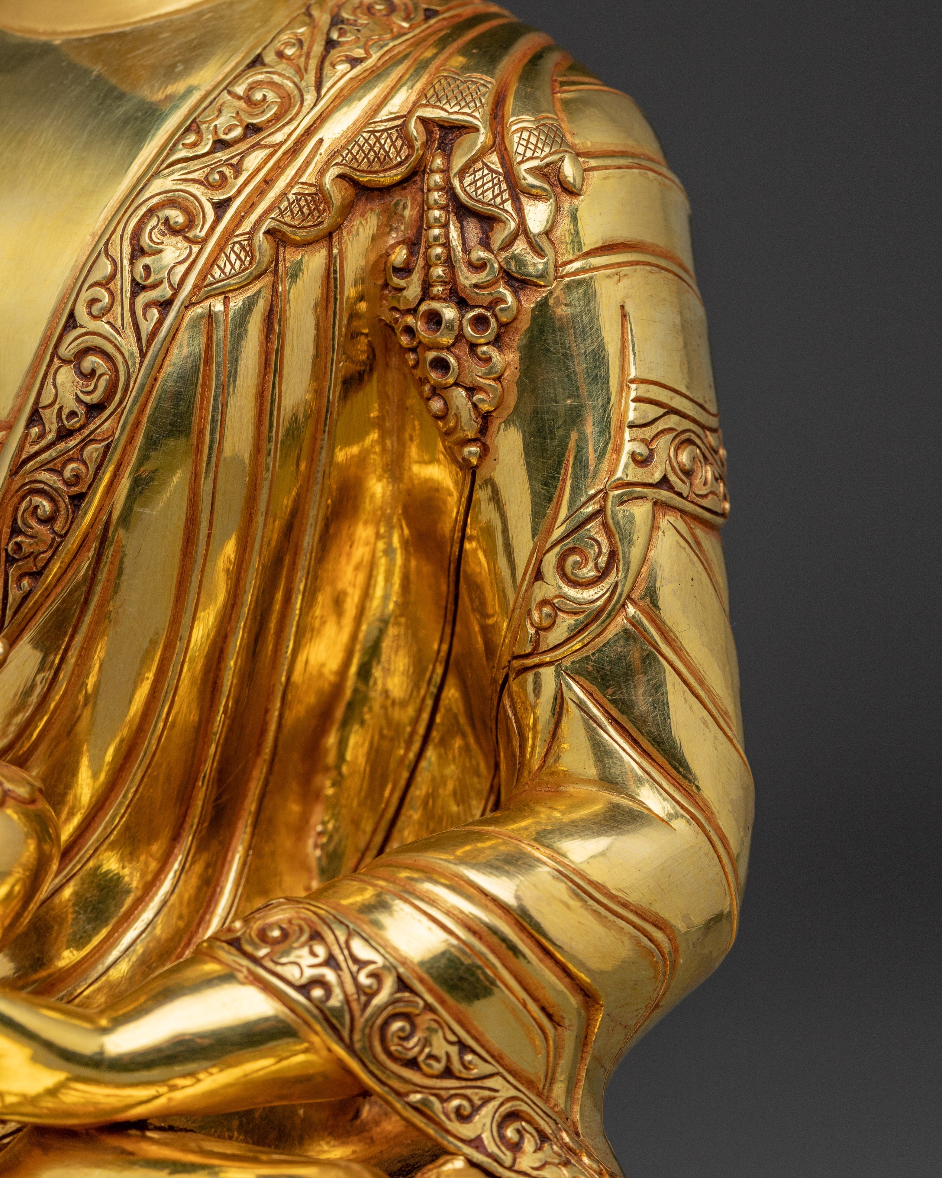 Handmade Medicine Buddha Copper Statue | 24K Gold Gilded