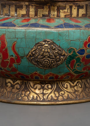 Hand-Made Buddhist Rice Pot Offering | Tibetan Ritual Copper Decor Art