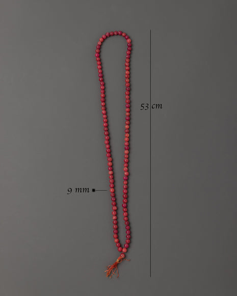 Japa Mala with 9mm Red Beads | Prayer and Meditation Sacred Item
