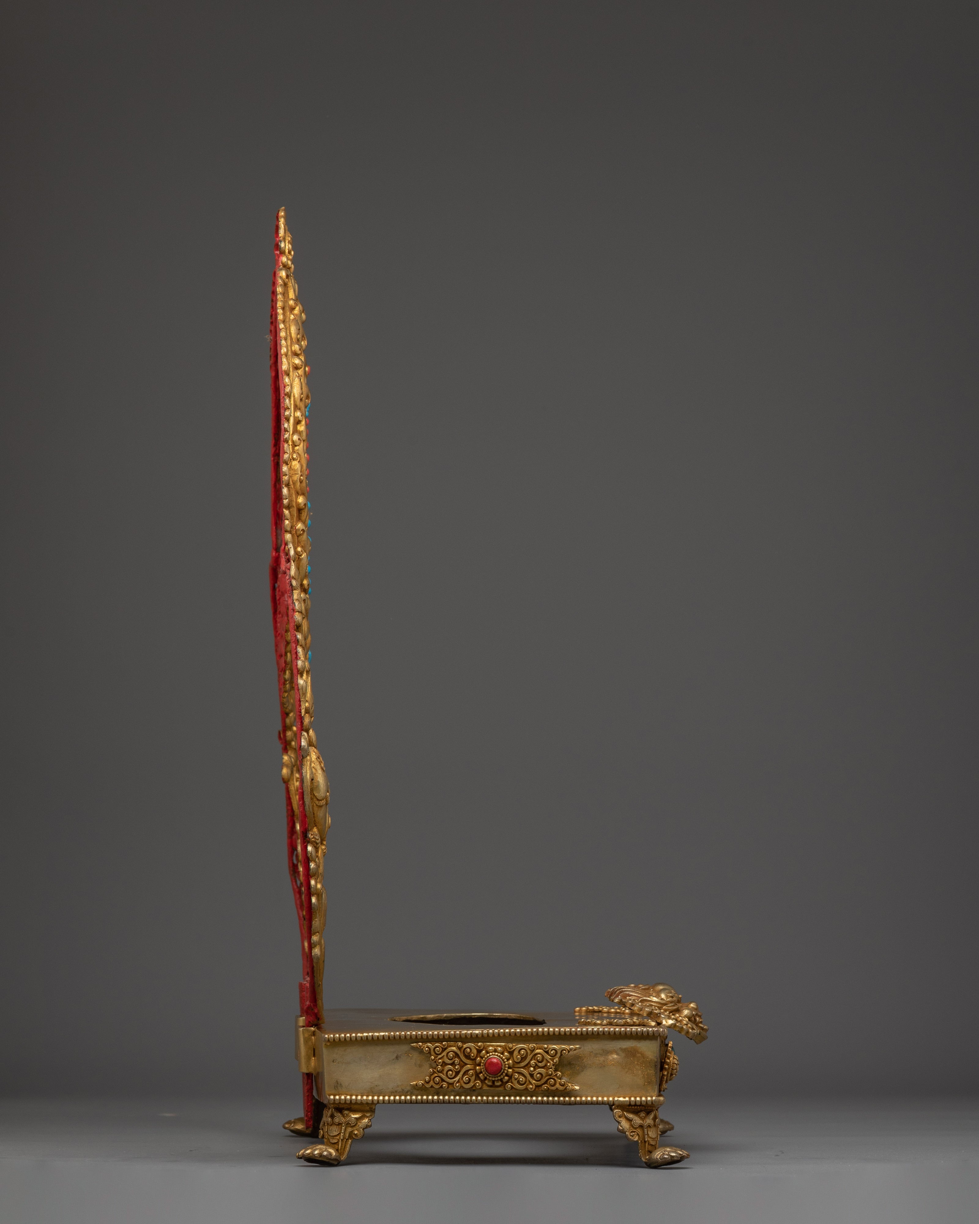 Traditional Gold-Plated, Copper Throne | Sacred Ritual Throne for Shrine