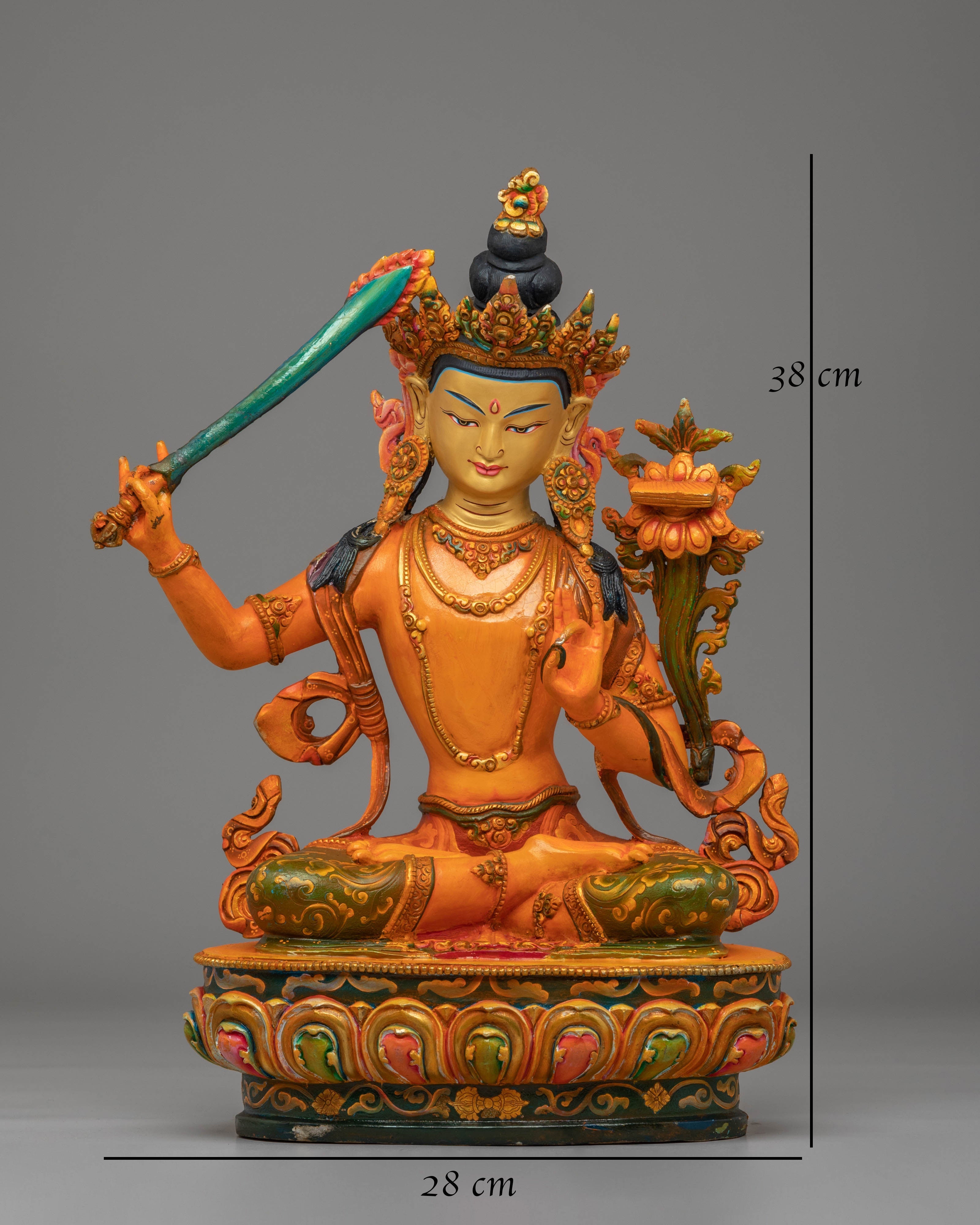 Manjushri Statue with Flaming Sword | Bodhisattva of Wisdom and Knowledge