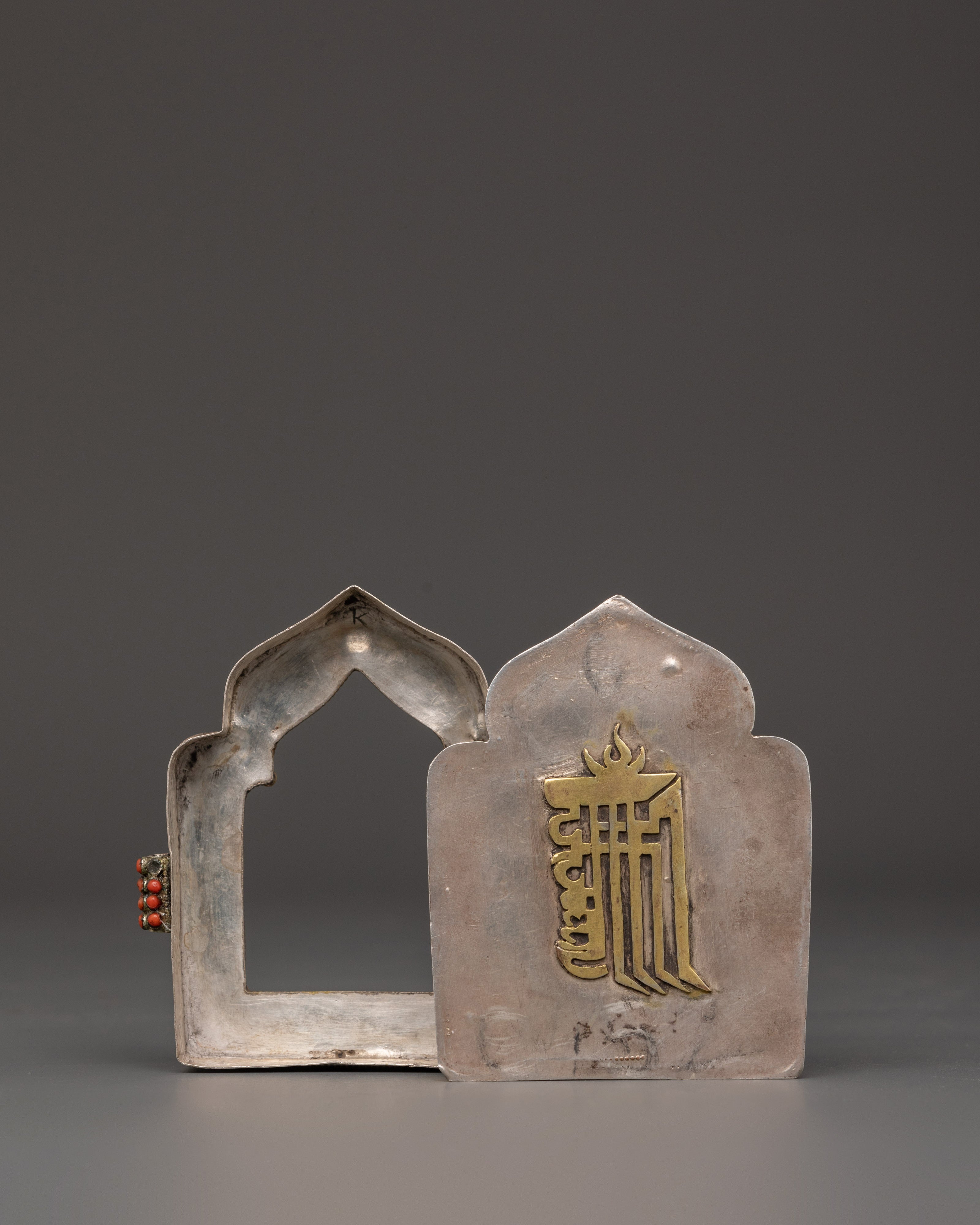 Silver Gold-Plated Ghau Box | Spiritual Shrine Artifact