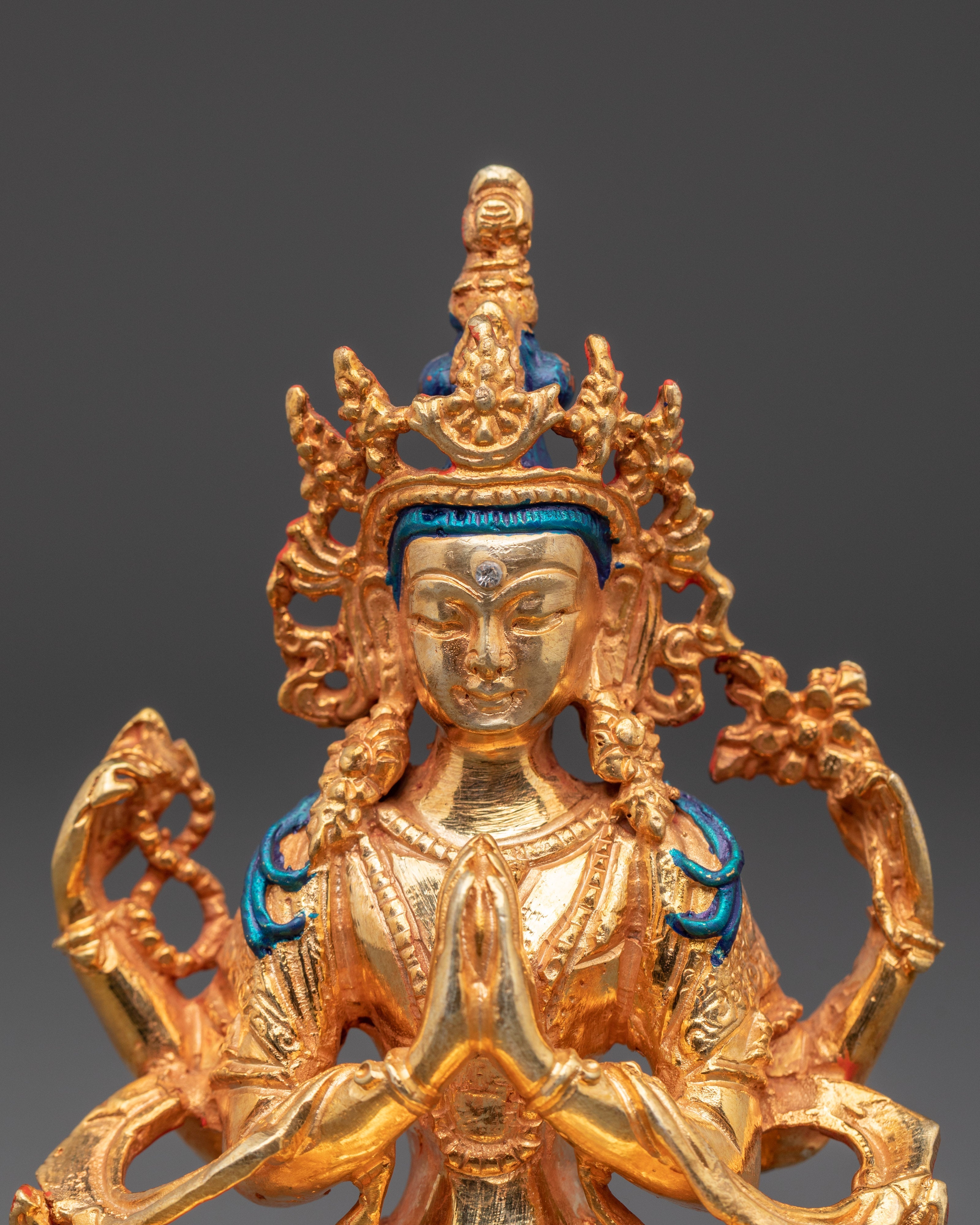 Four Armed Bodhisattva Chenrezig Statue | Tibetan Buddhist Deity of Compassion