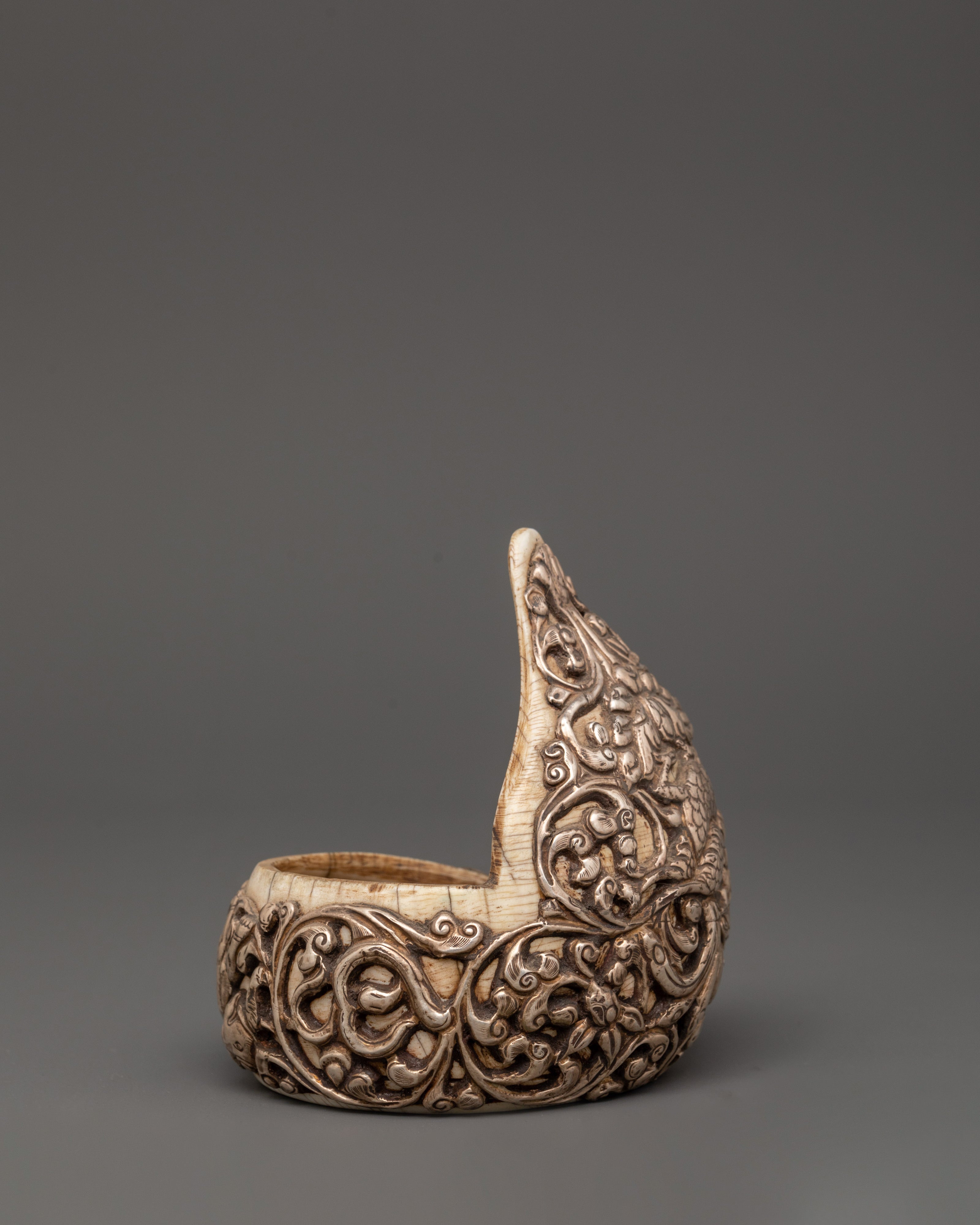 Conch Shell and Pure Silver Bangle | Hand-Carved Ritual Jewelry