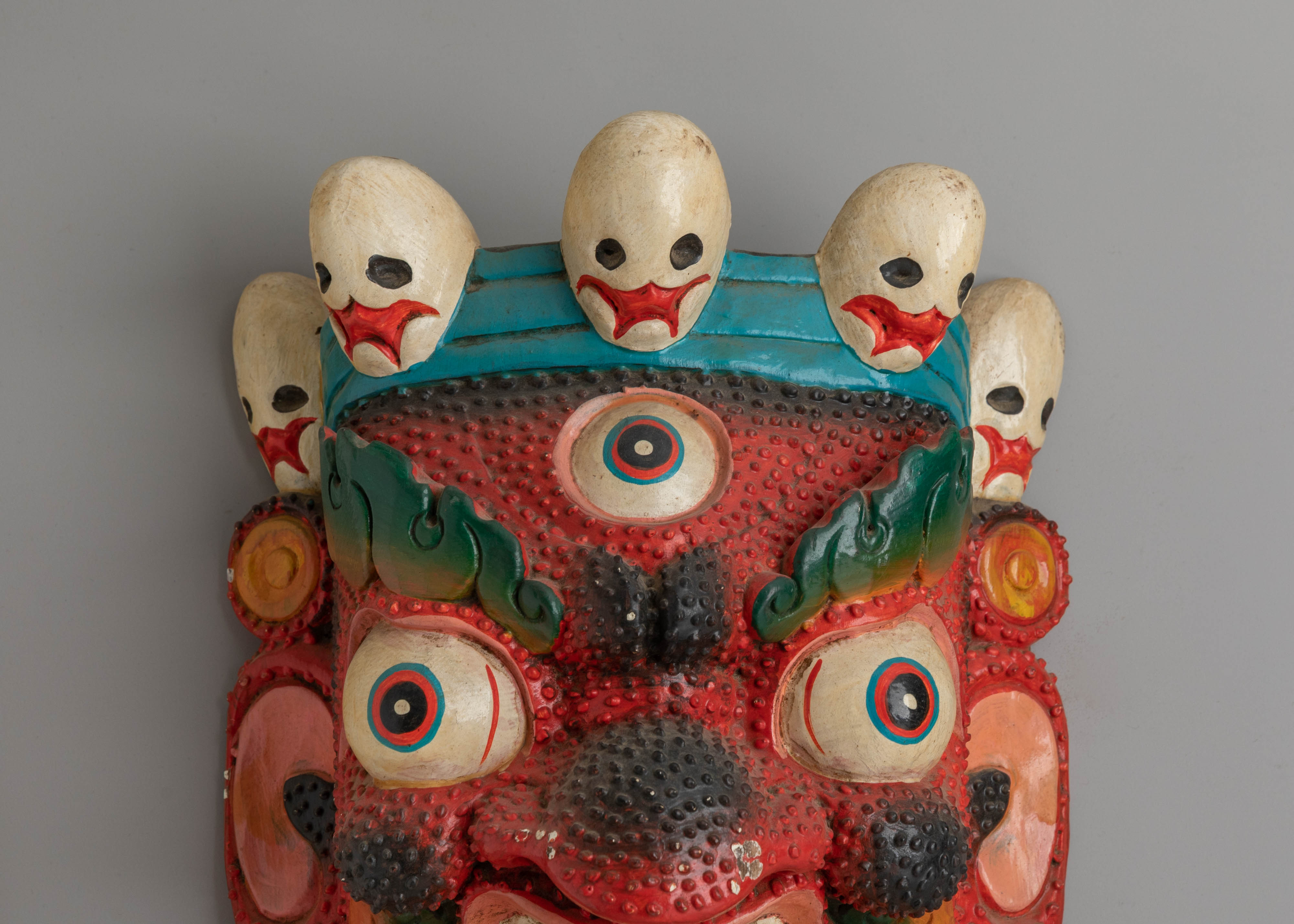 Wooden Bhairava Mask Wall Art | Protector Deity Wall Hanging