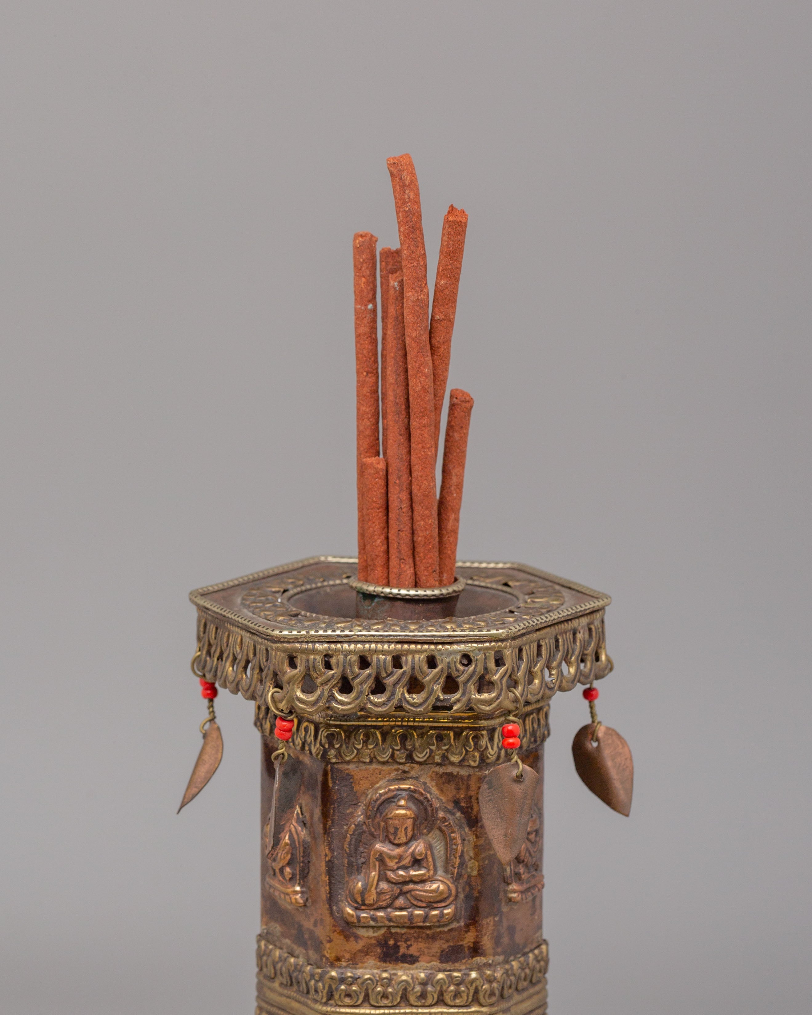 Himalayan Carved Incense Burner Pair | Ritual & Meditation Offering Vessels