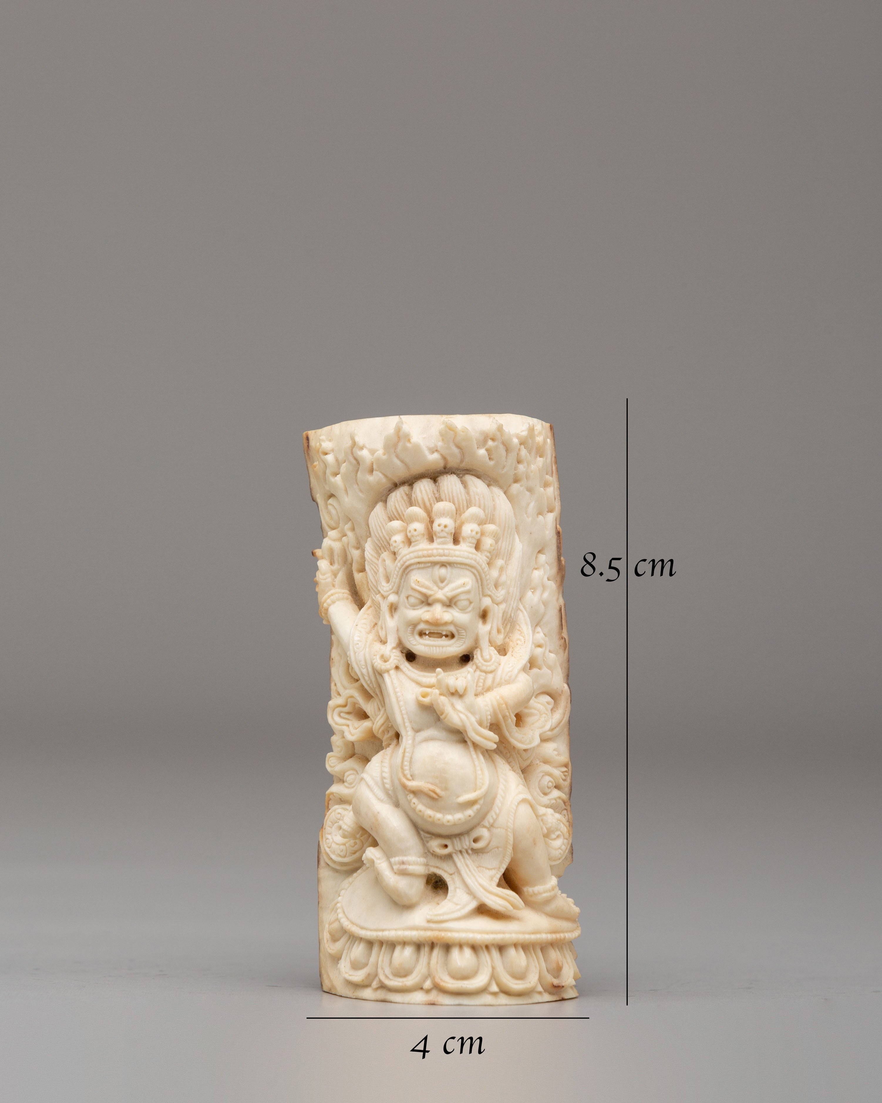Handcrafted Vajrapaṇi Bone Sculpture | Tibetan Protector Deity Figurine