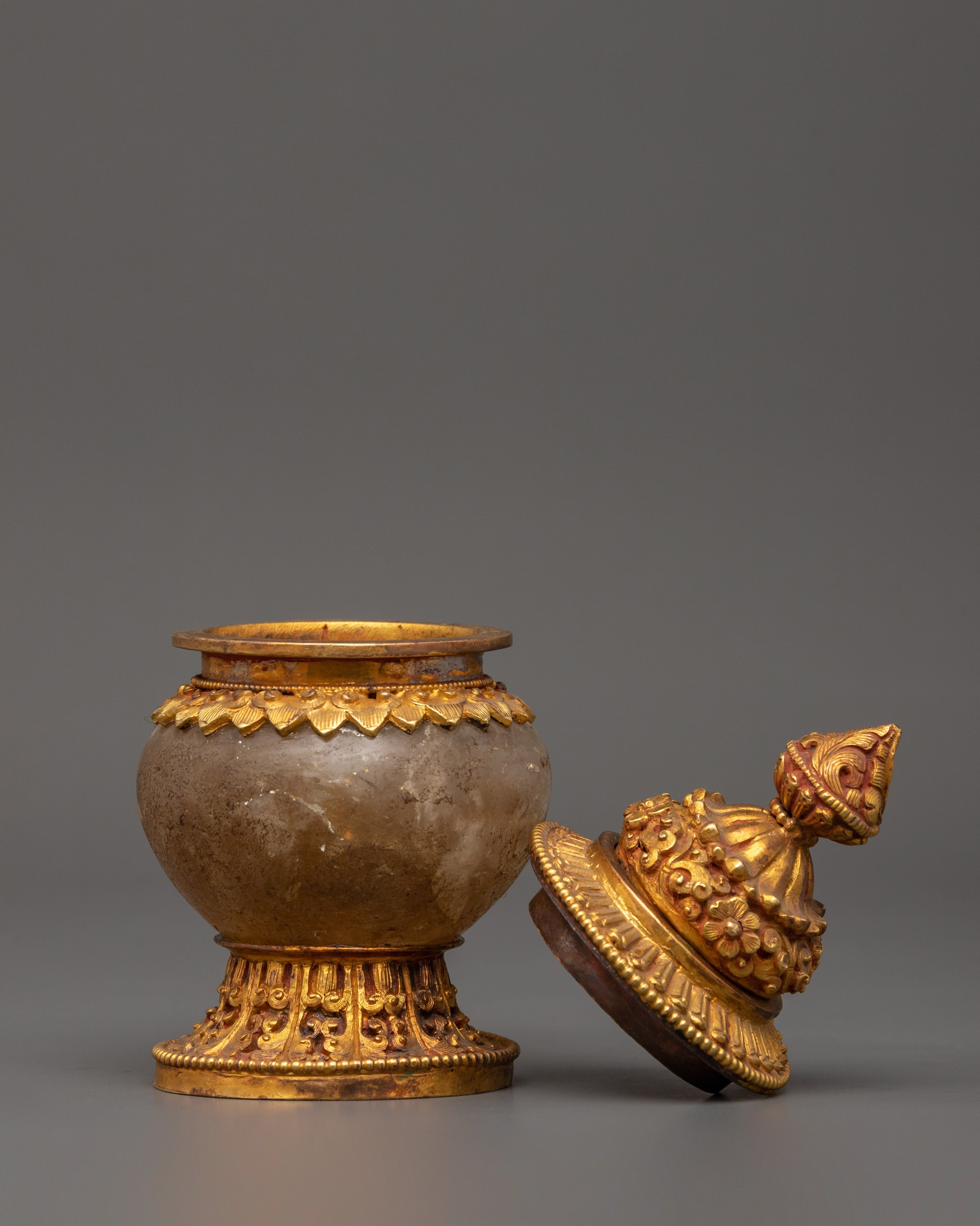 Gold-Plated Crystal Rice Pot | Buddhist Decor