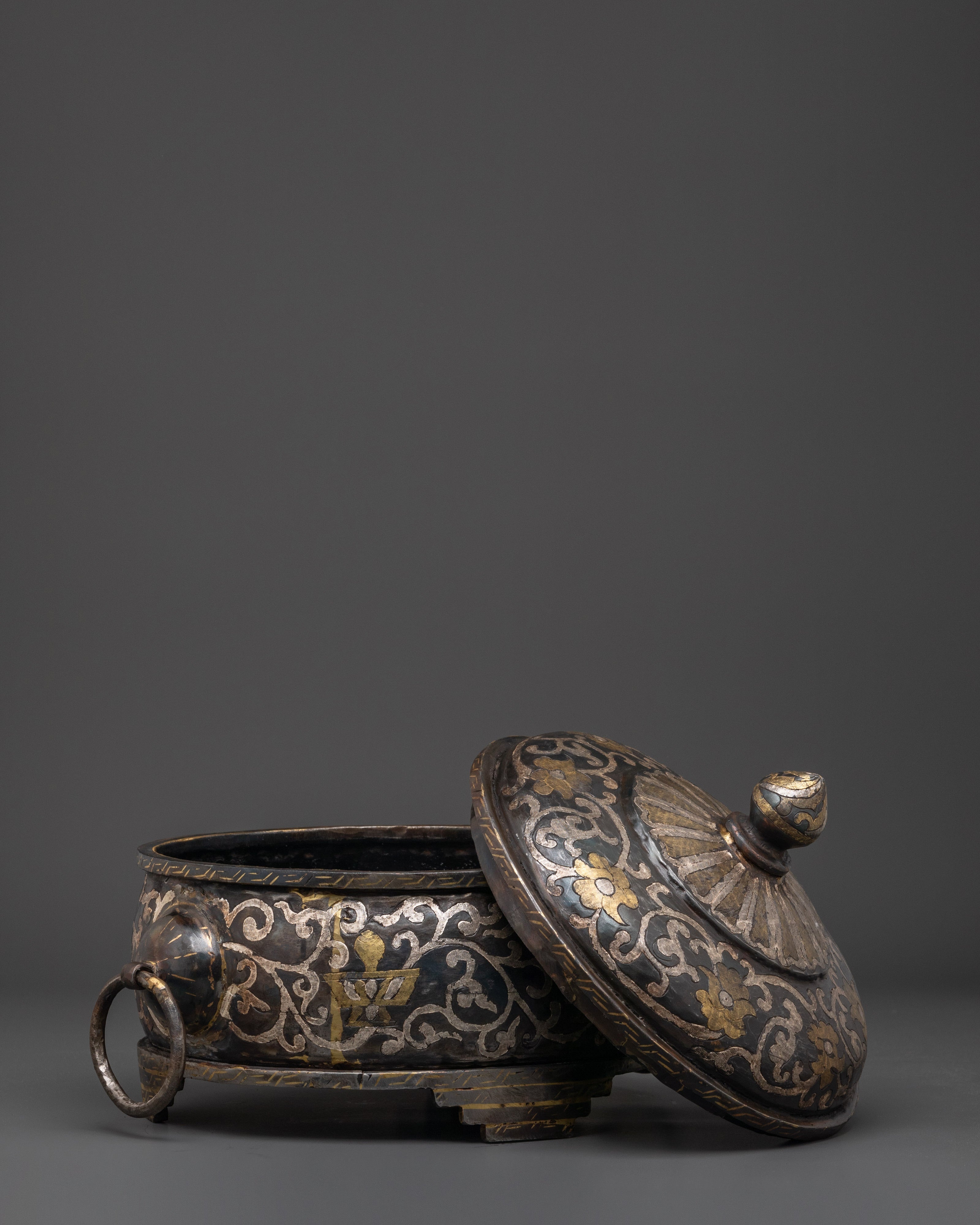 Rice Carry Pot with Silver Inlaid | Traditional Decorative Piece