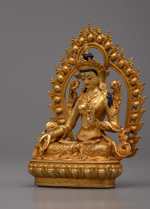 Goddess Machine Made White Tara Statue | Serene Symbol of Compassion and Healing