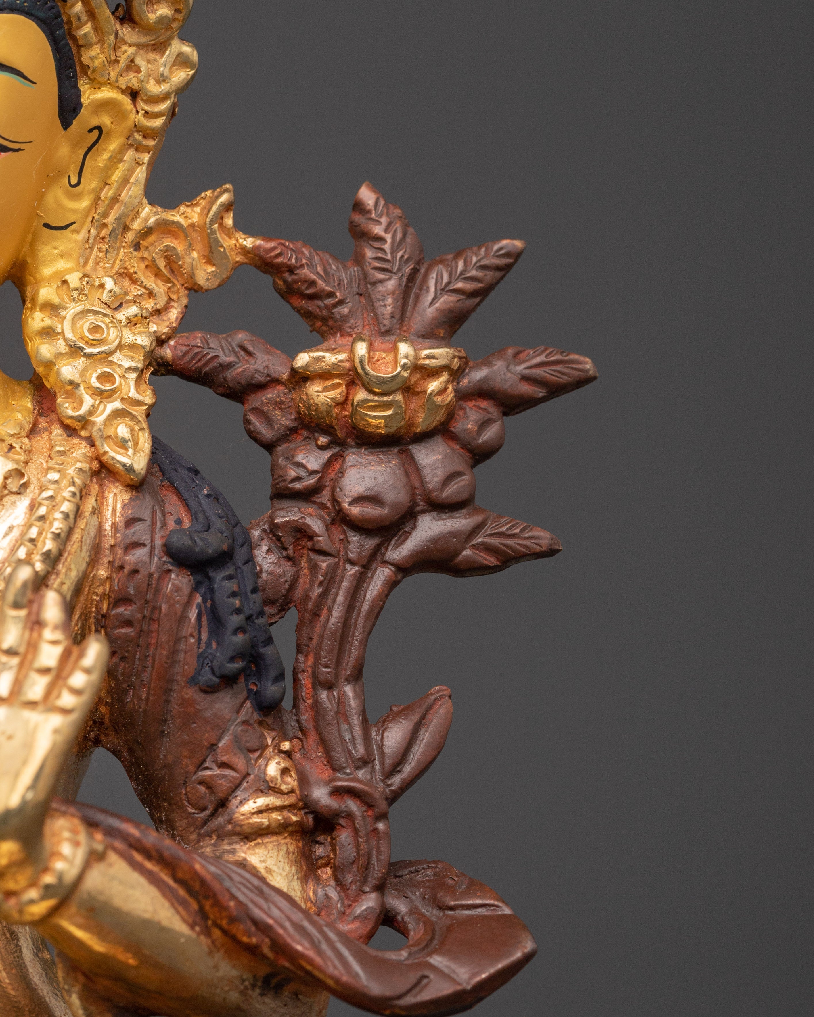 Gold Plated Manjushri Statue | Buddhist Wisdom Figurine