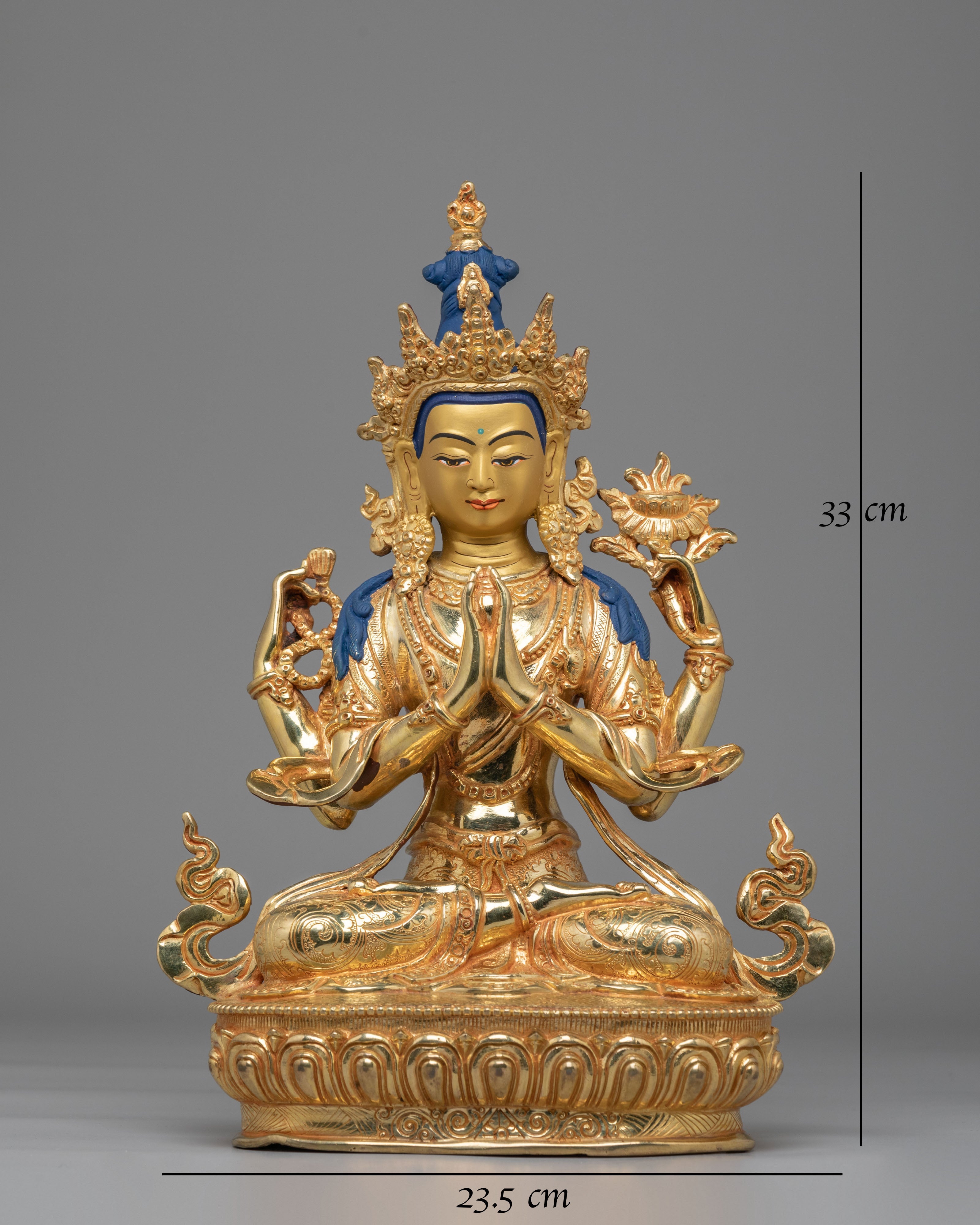Himalayan Chenrezig Figurine | Traditional Tibetan Avalokiteshvara Statue