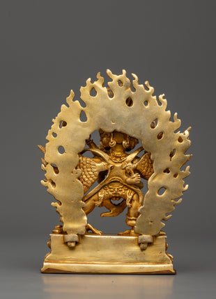 Gold Plated Hayagriva Statue | Copper Tantric Guardian for Protection