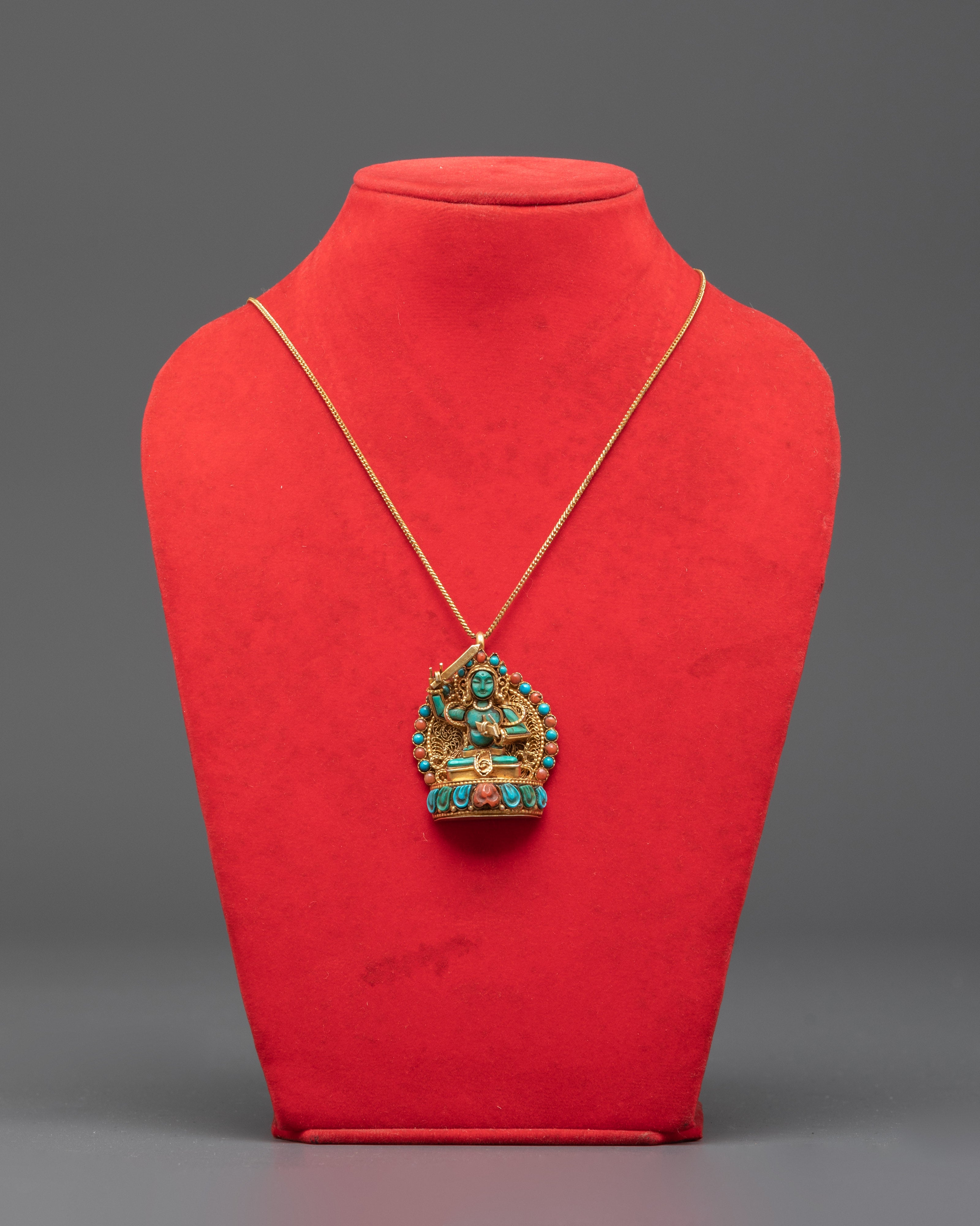 Manjushri Gold Plated Locket | Buddhist Wisdom Deity