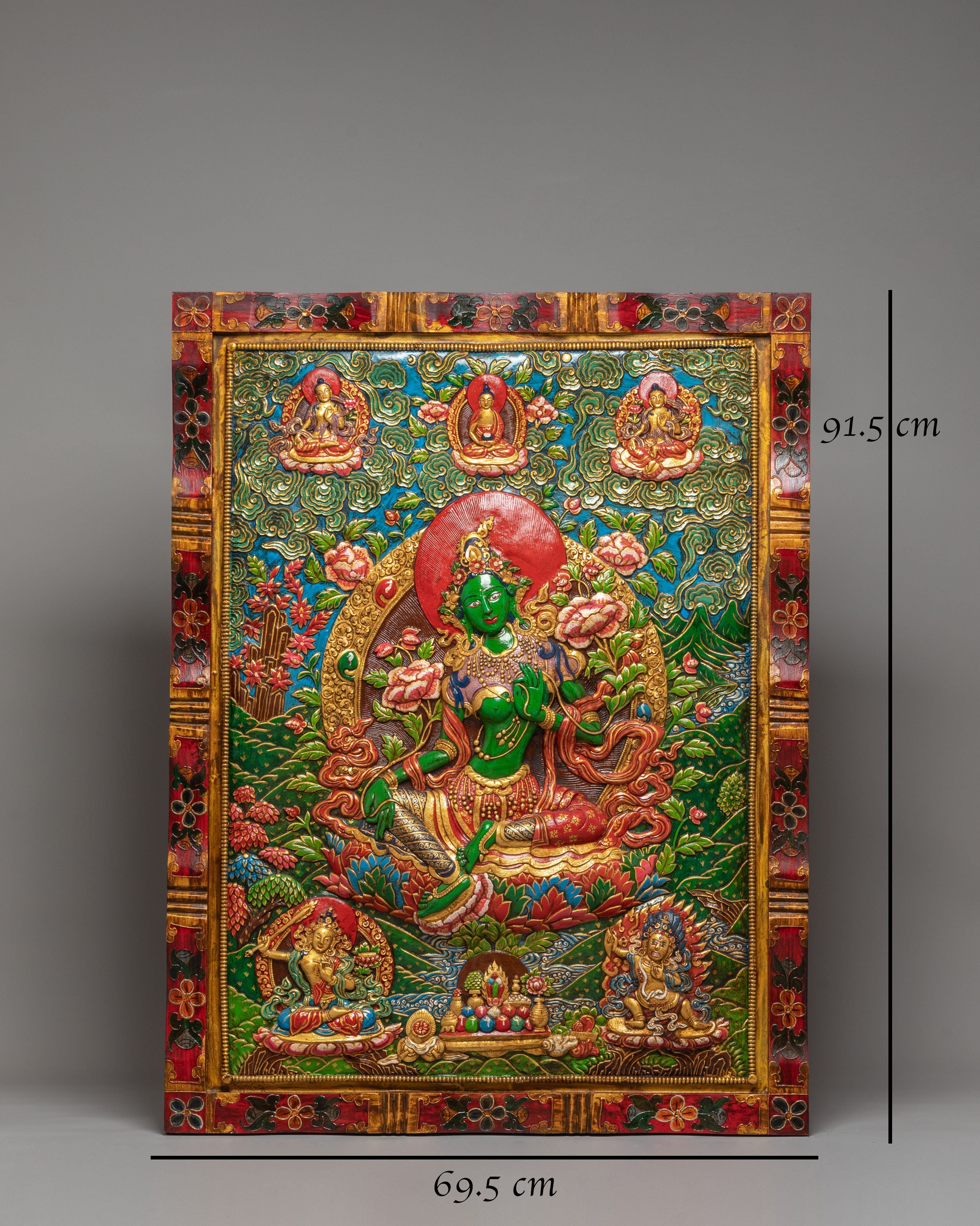 Handmade White Tara Thangka Wall Hanging | Tibetan Buddhist Goddess Art