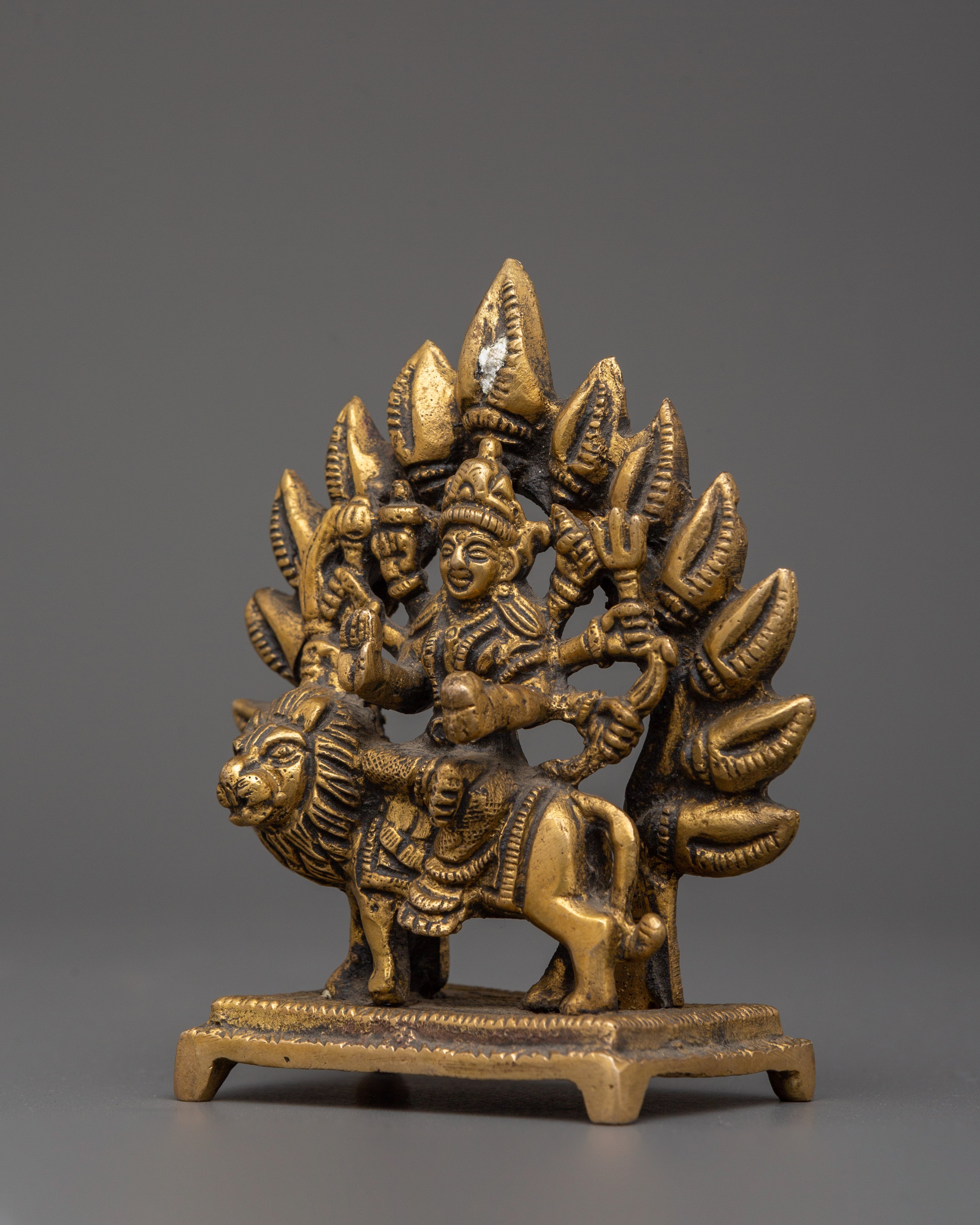 Brass Durga Statue on Lion | Home & Altar Decor