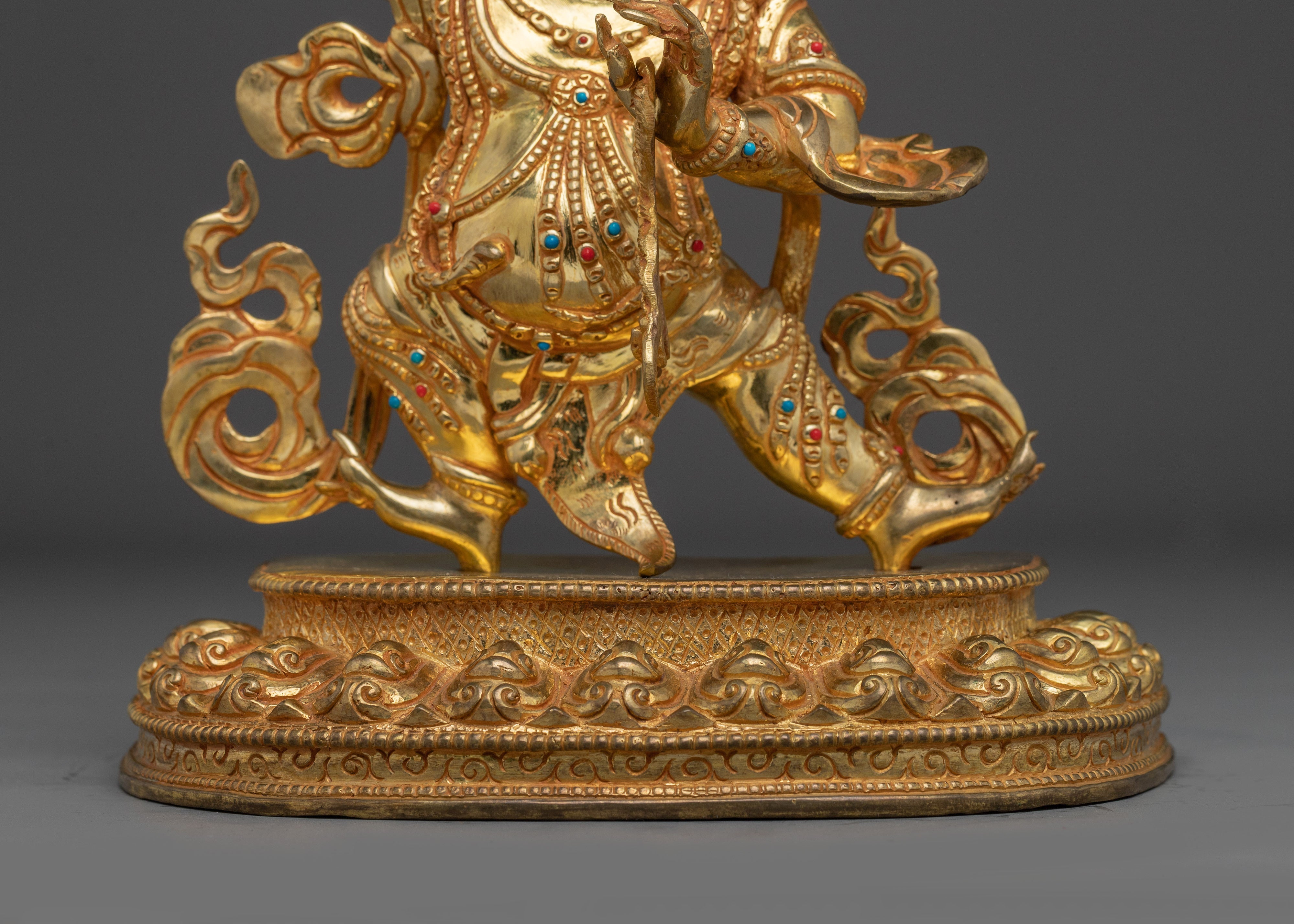Copper Vajrapani Sculpture with Gemstones | Buddhist Protector for Shrine