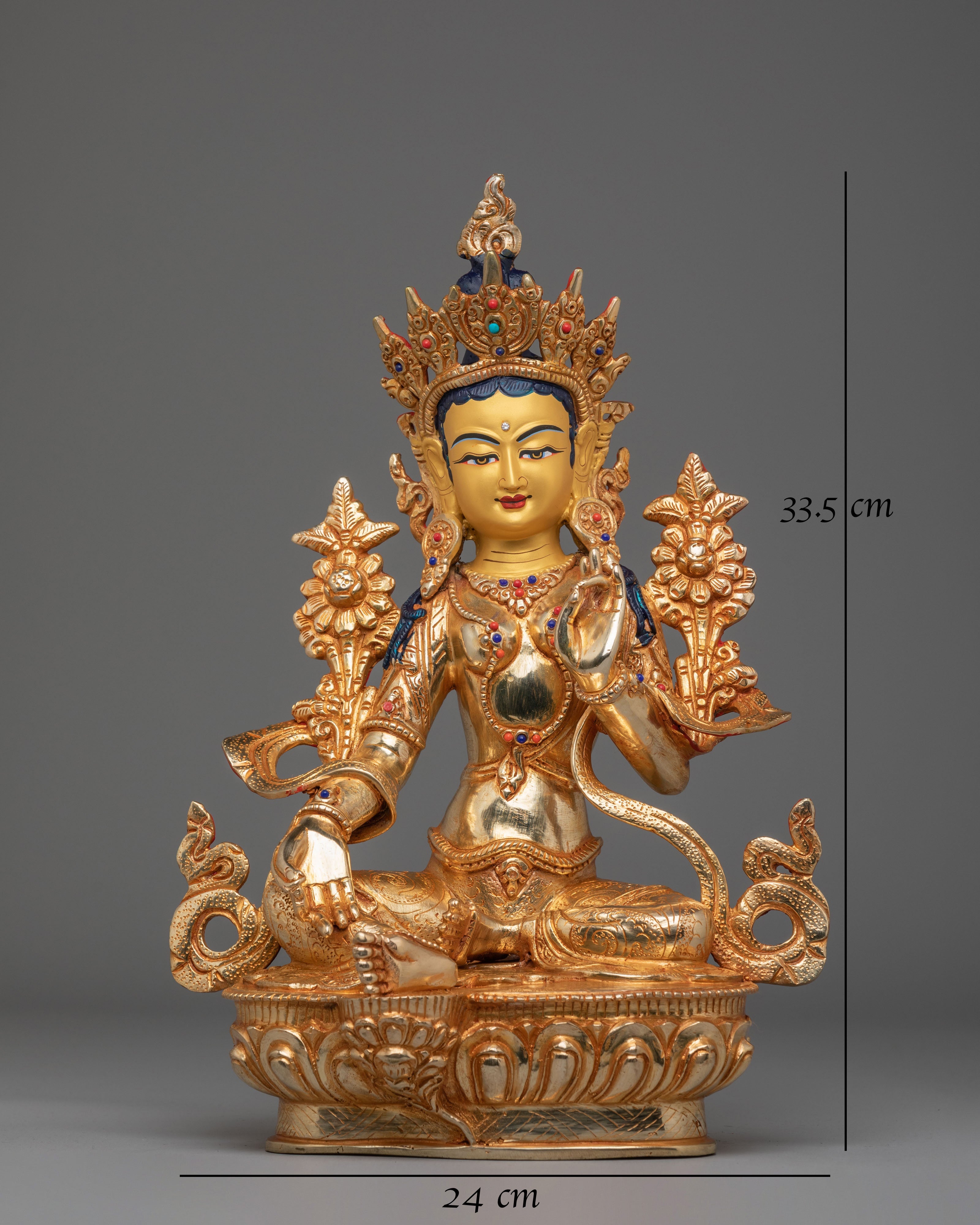 Handmade Green Tara Deity Sculpture | Tibetan Goddess of Compassion
