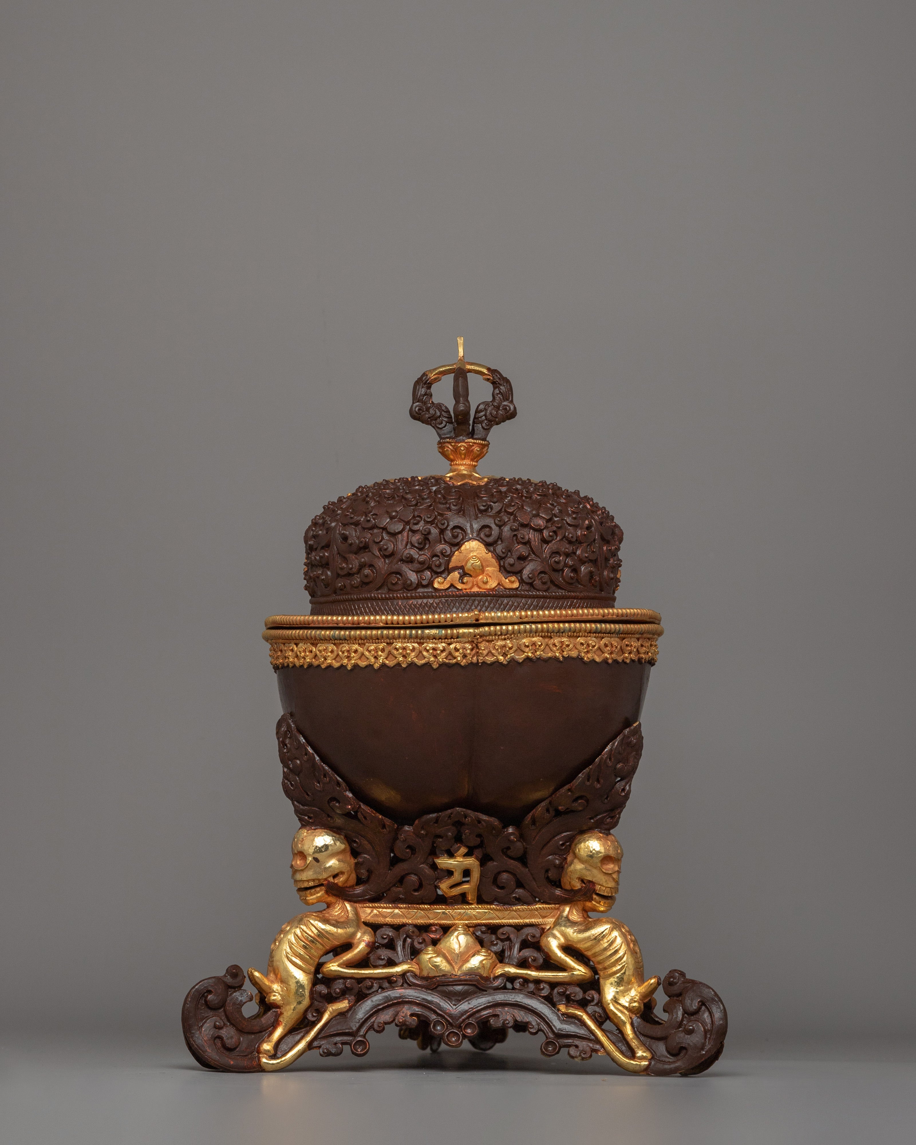 Gold Electroplated Kapala Ritual Vessel | A Sacred Tibetan Offering Bowl