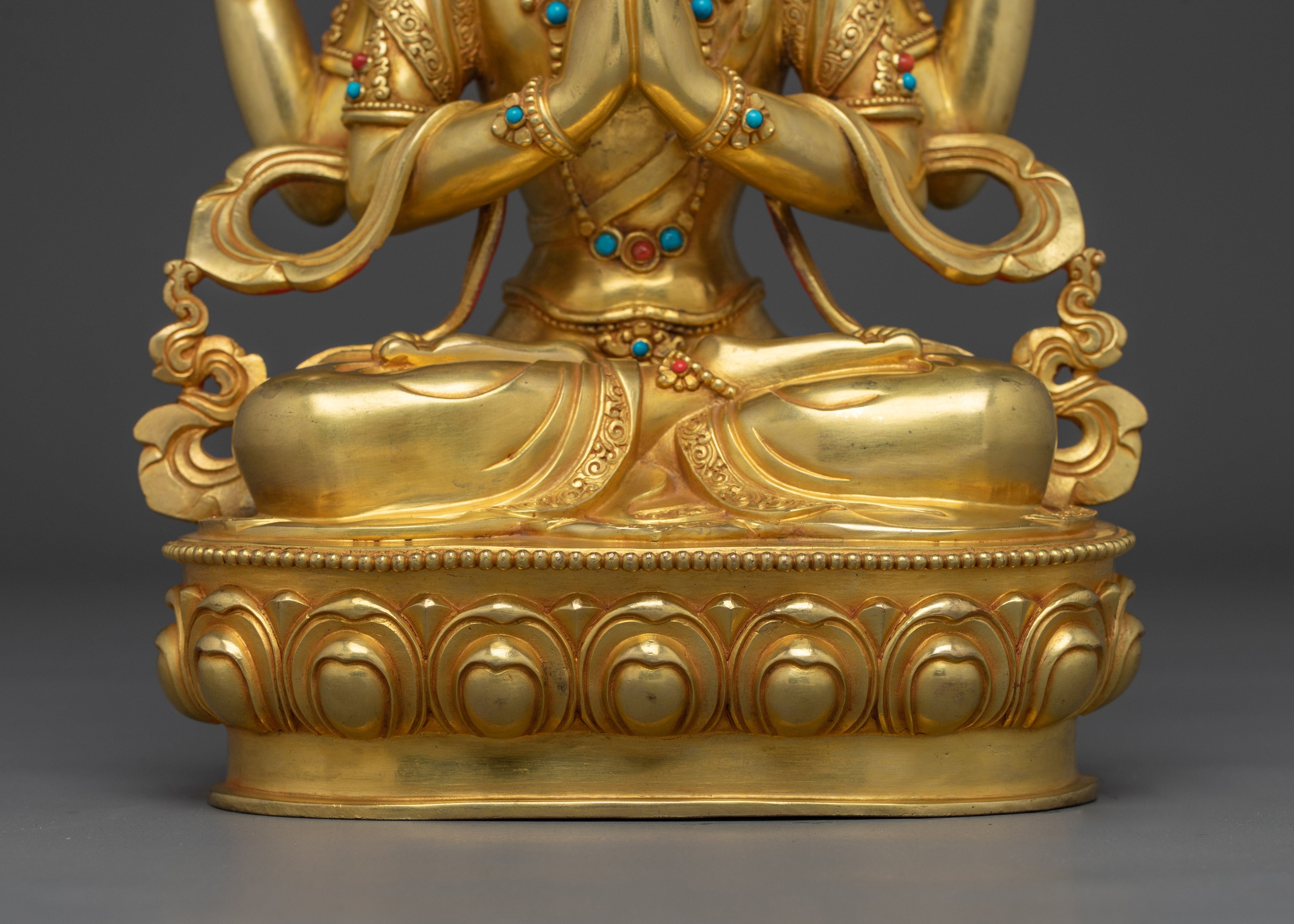 Golden Avalokiteshvara Artwork | Chenrezig - Bodhisattva of compassion