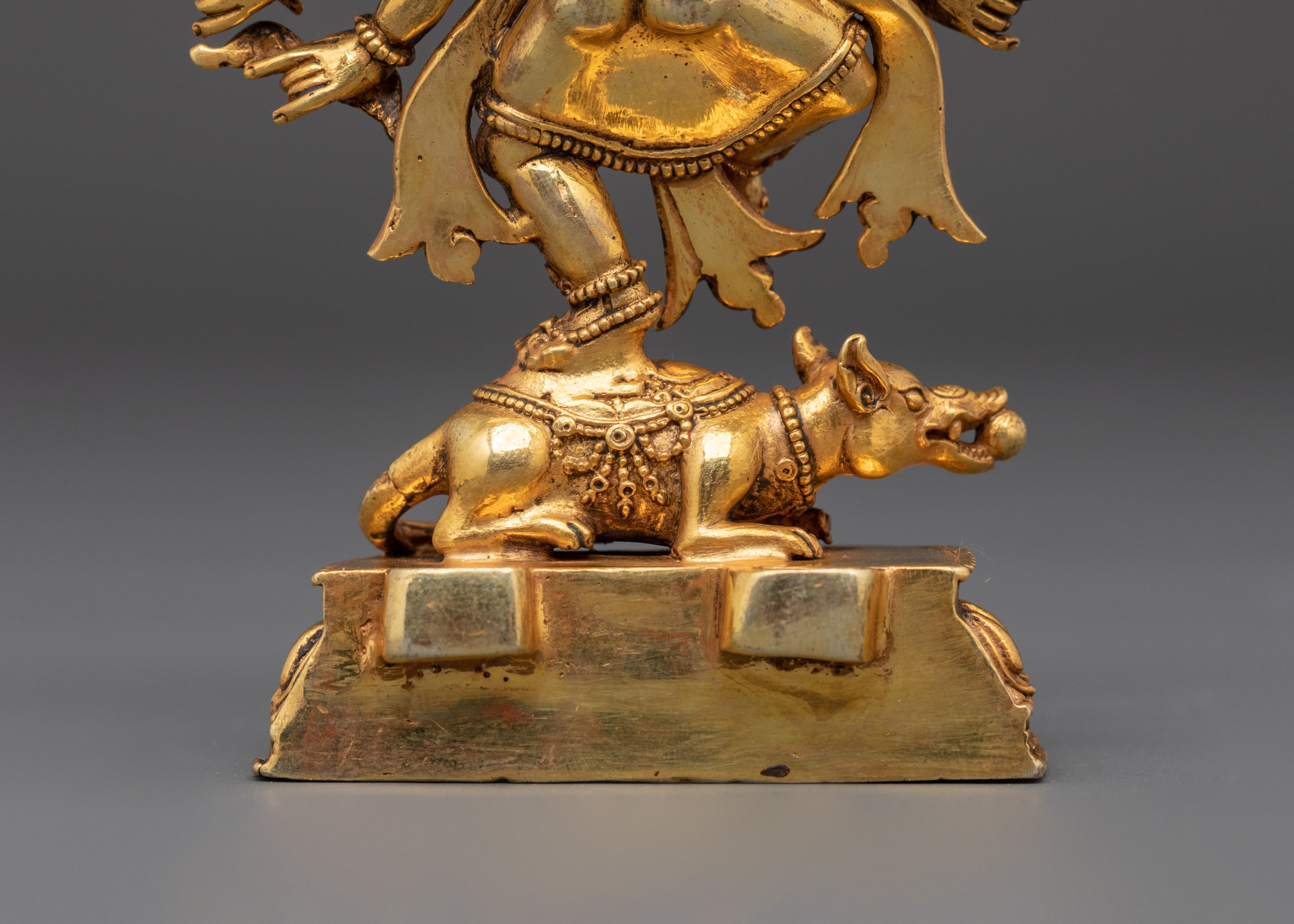 12-Armed Ganesh Gold-Plated Copper Statue | Hindu Deity of Power & Protection