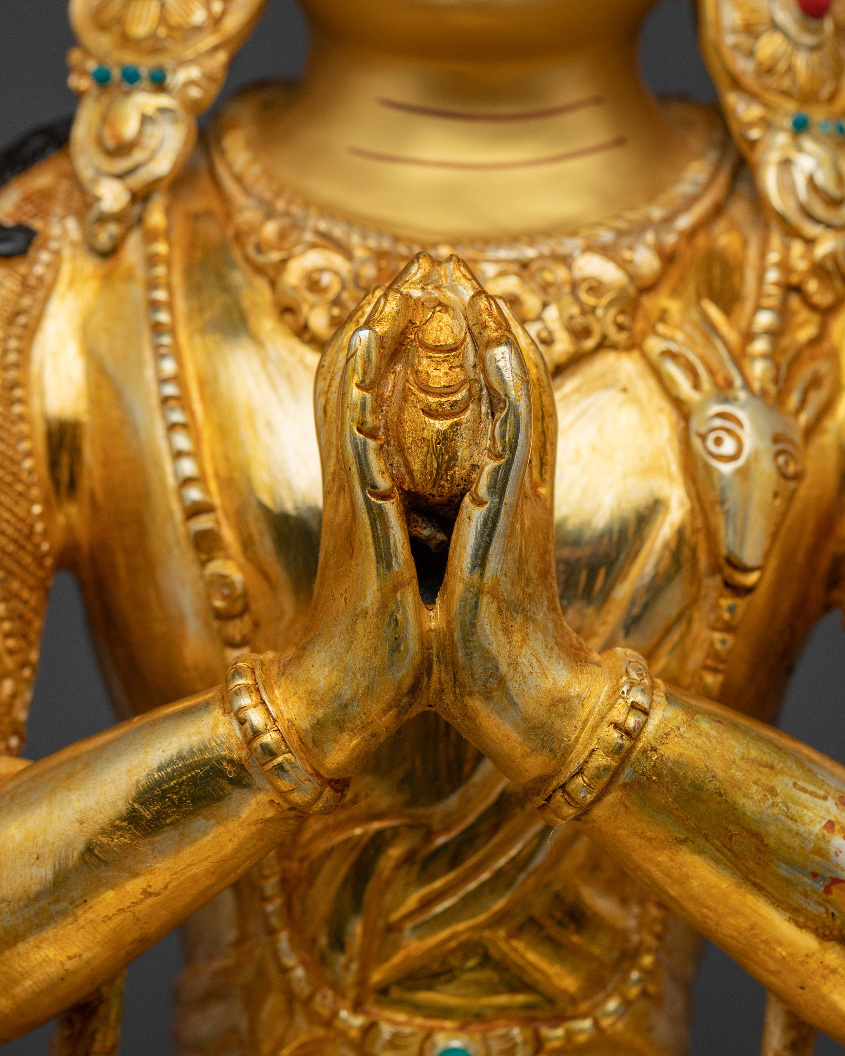 Golden Four Armed Chenrezig Statue | Spiritual Enlightenment